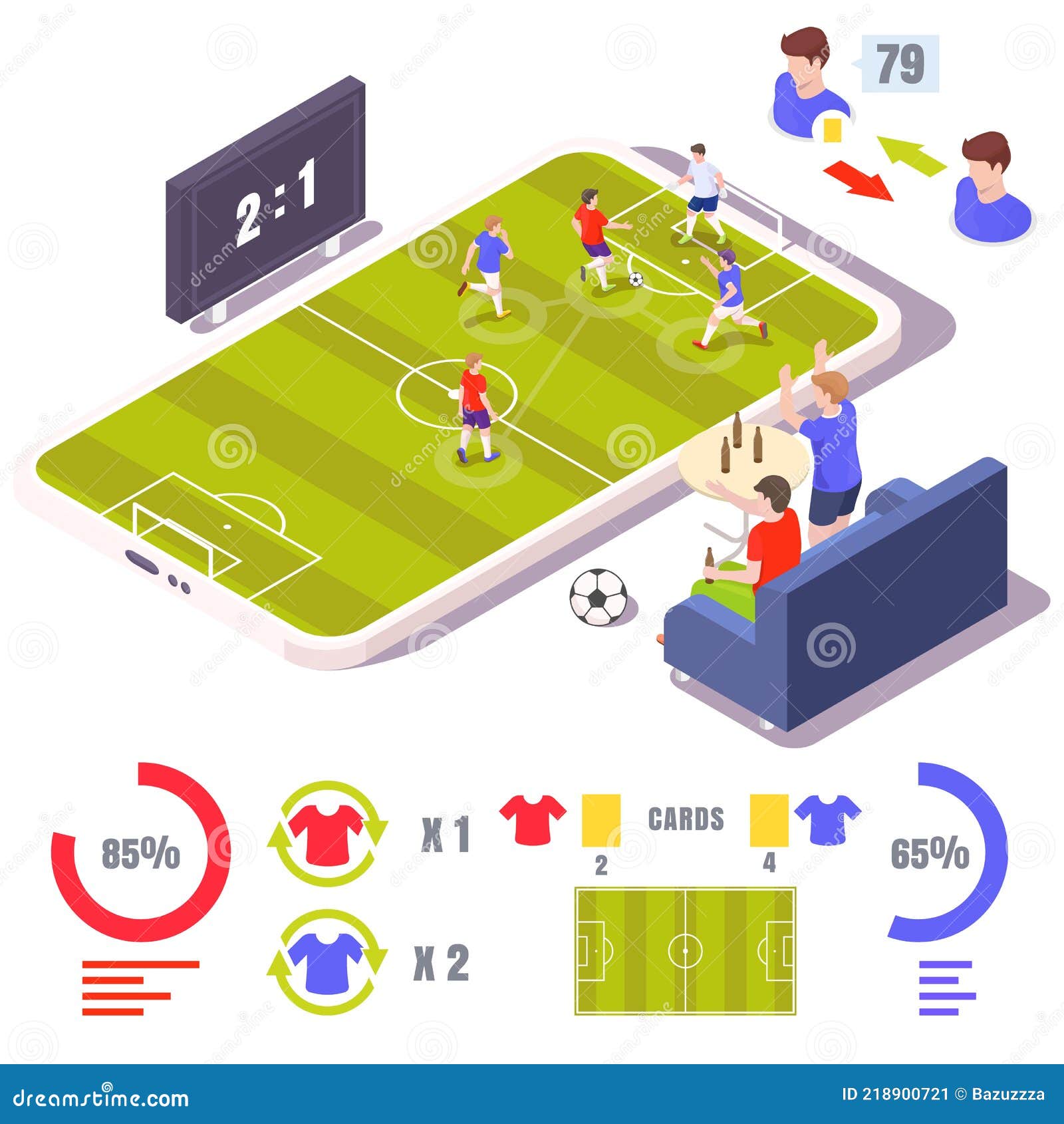 Ilustração Isométrica Do Vetor De Jogos De Futebol Online. Fãs De  Smartphone Assistindo Jogo De Futebol Sentados No Sofá. Ilustração do Vetor  - Ilustração de vivo, homem: 218900721