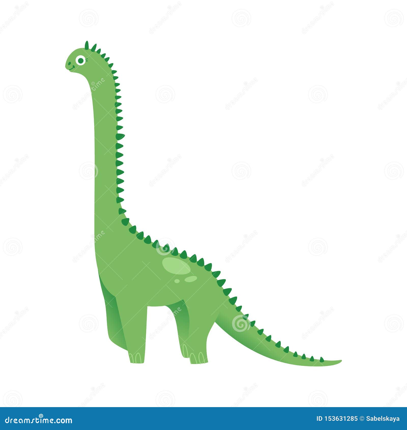 Bonito desenho de dinossauro verde em fundo branco