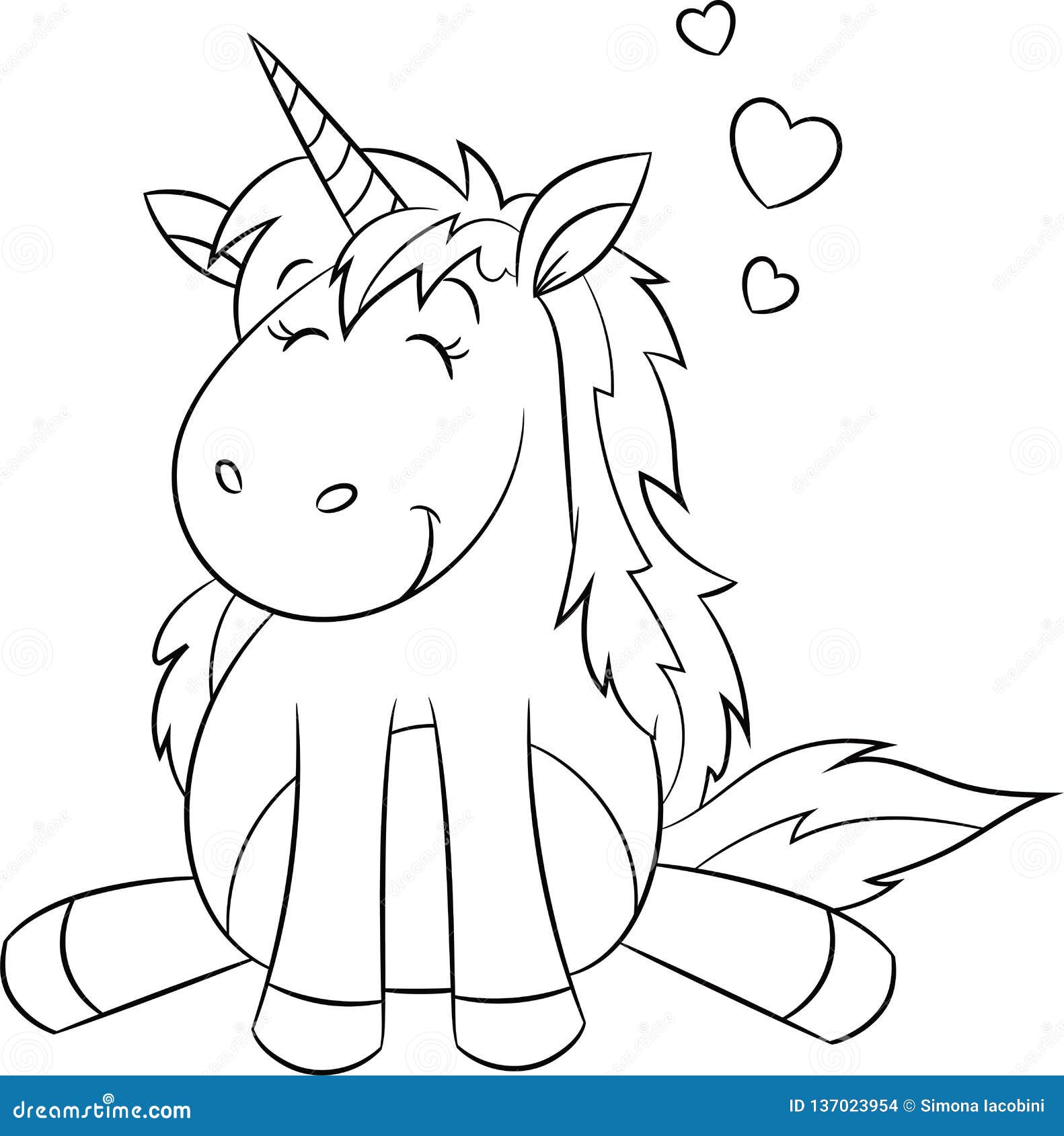 Desenho de Meninas e Unicorn Kawaii para Colorir - Colorir.com