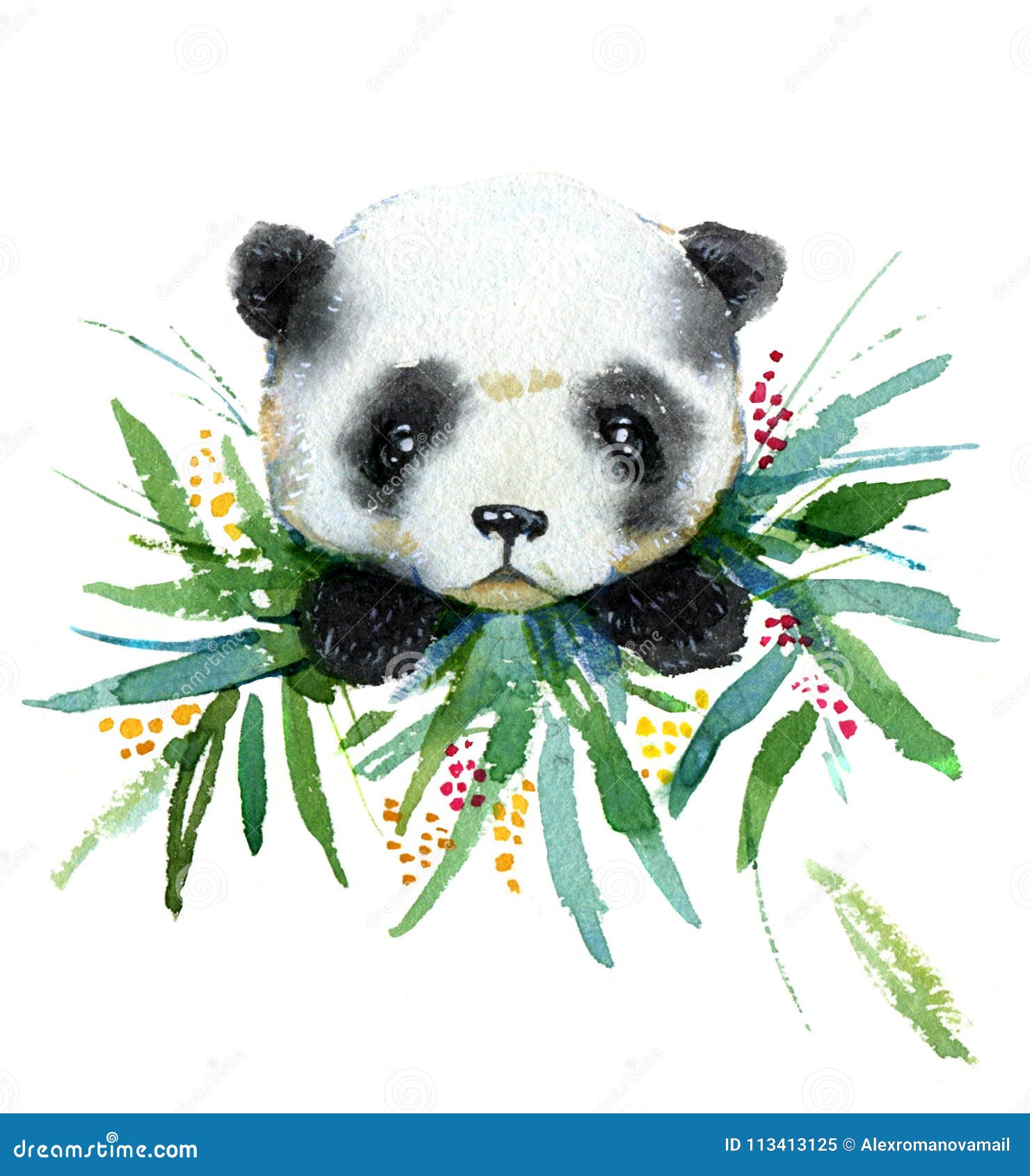 Quadro Decorativo Infantil Ursinho Panda Desenho Aquarela