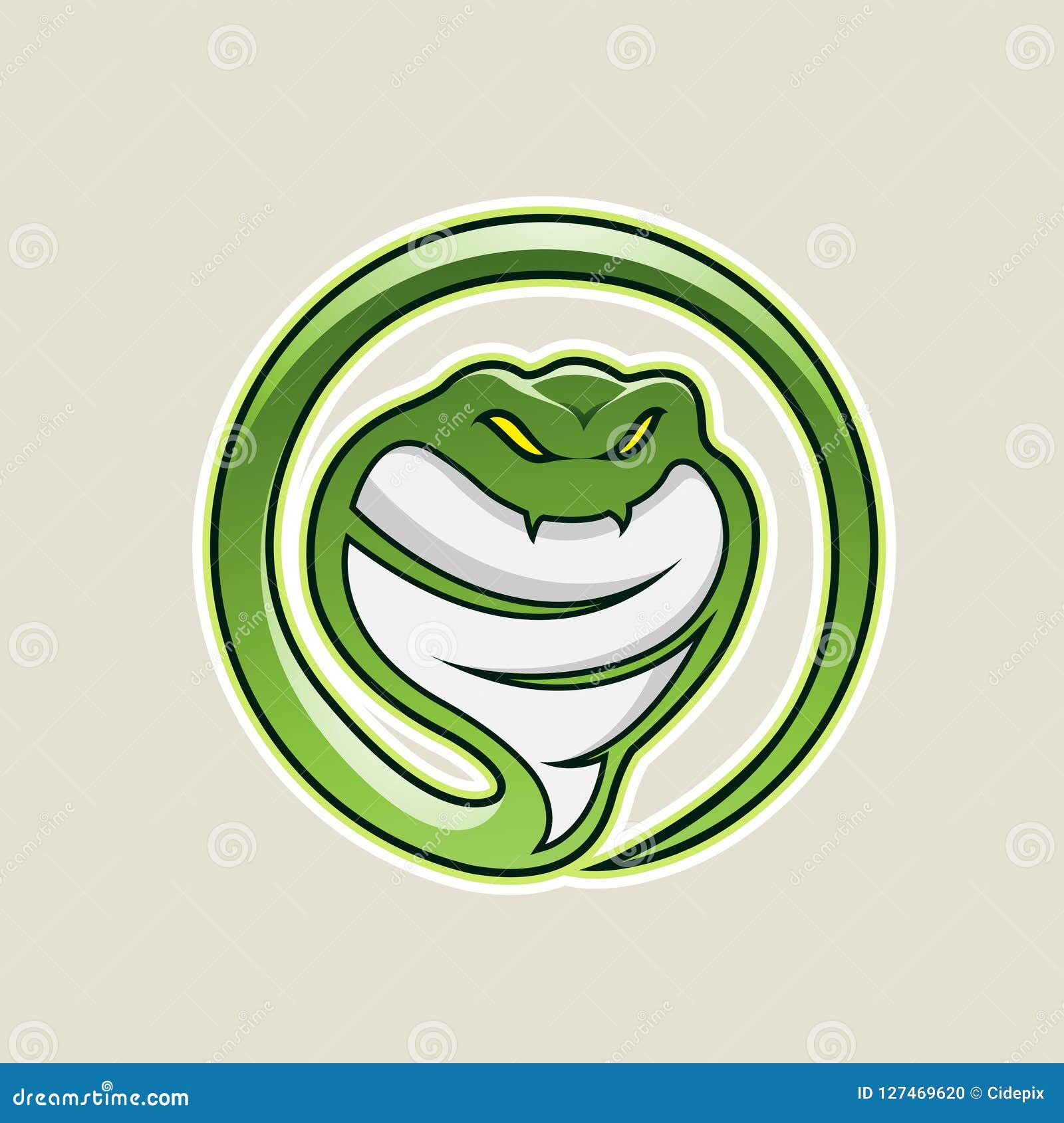 Ilustração do ícone dos desenhos animados da serpente Cobra verde