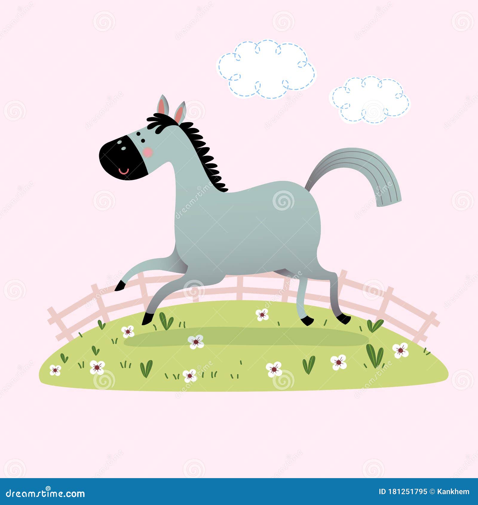 Cavalo pequeno fofo e fofo sentado desenho de animal simples
