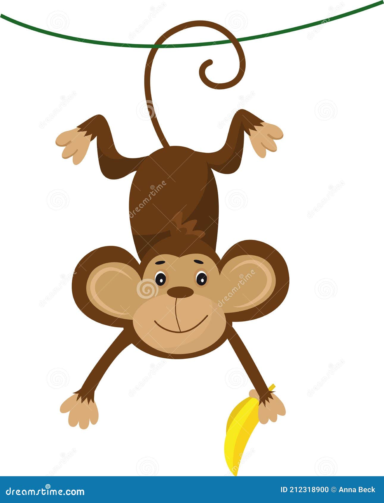 Ilustração Simples Do Vetor De Desenho Animado De Macaco Fofo