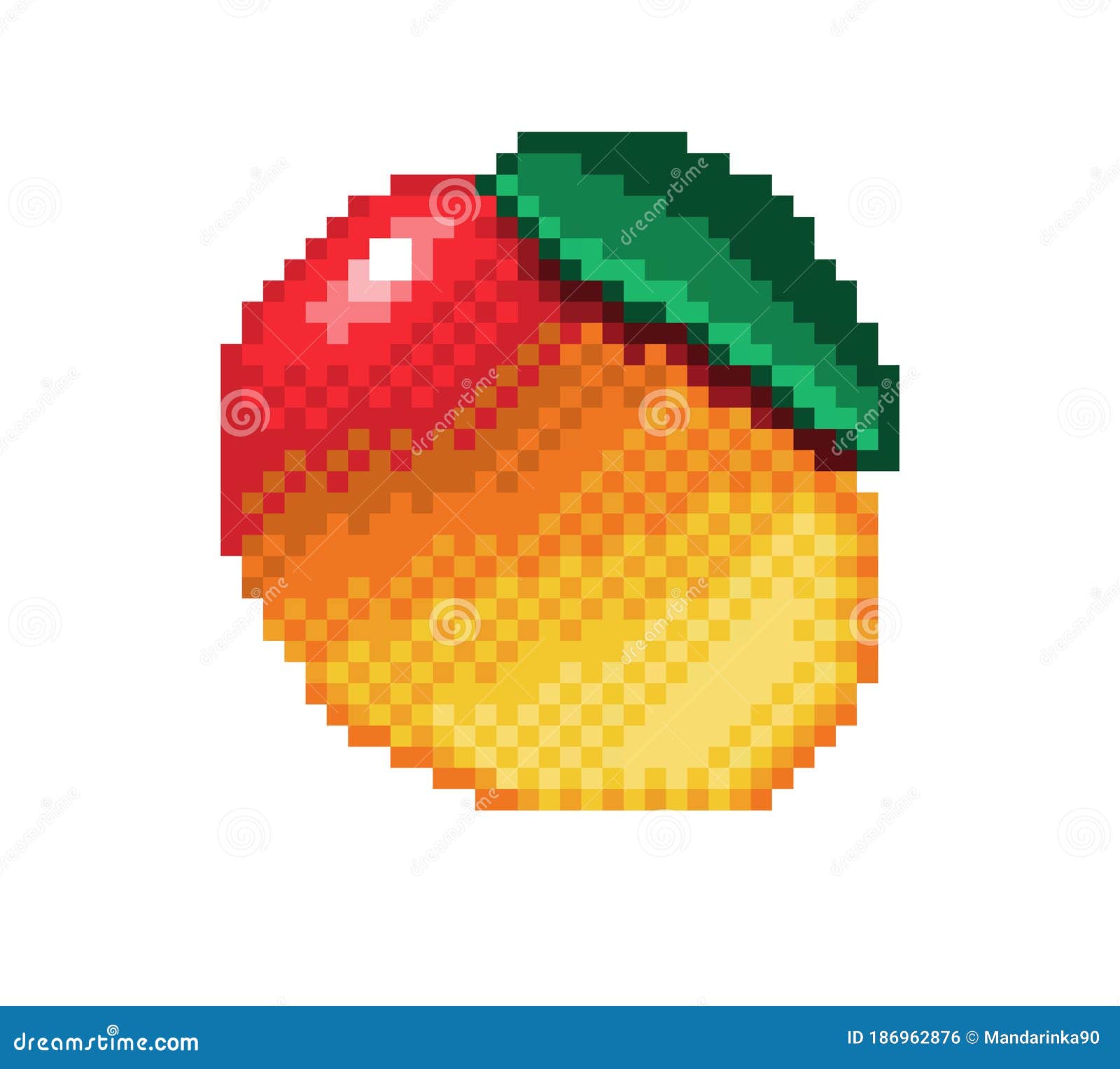 Ícone Do Conjunto De Pixel-art Verdes E Frutas 32x32 Pixels