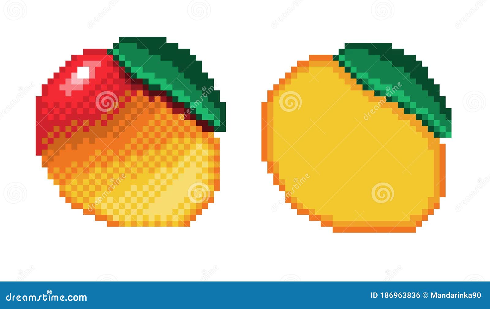 Ícone Do Conjunto De Pixel-art Verdes E Frutas 32x32 Pixels