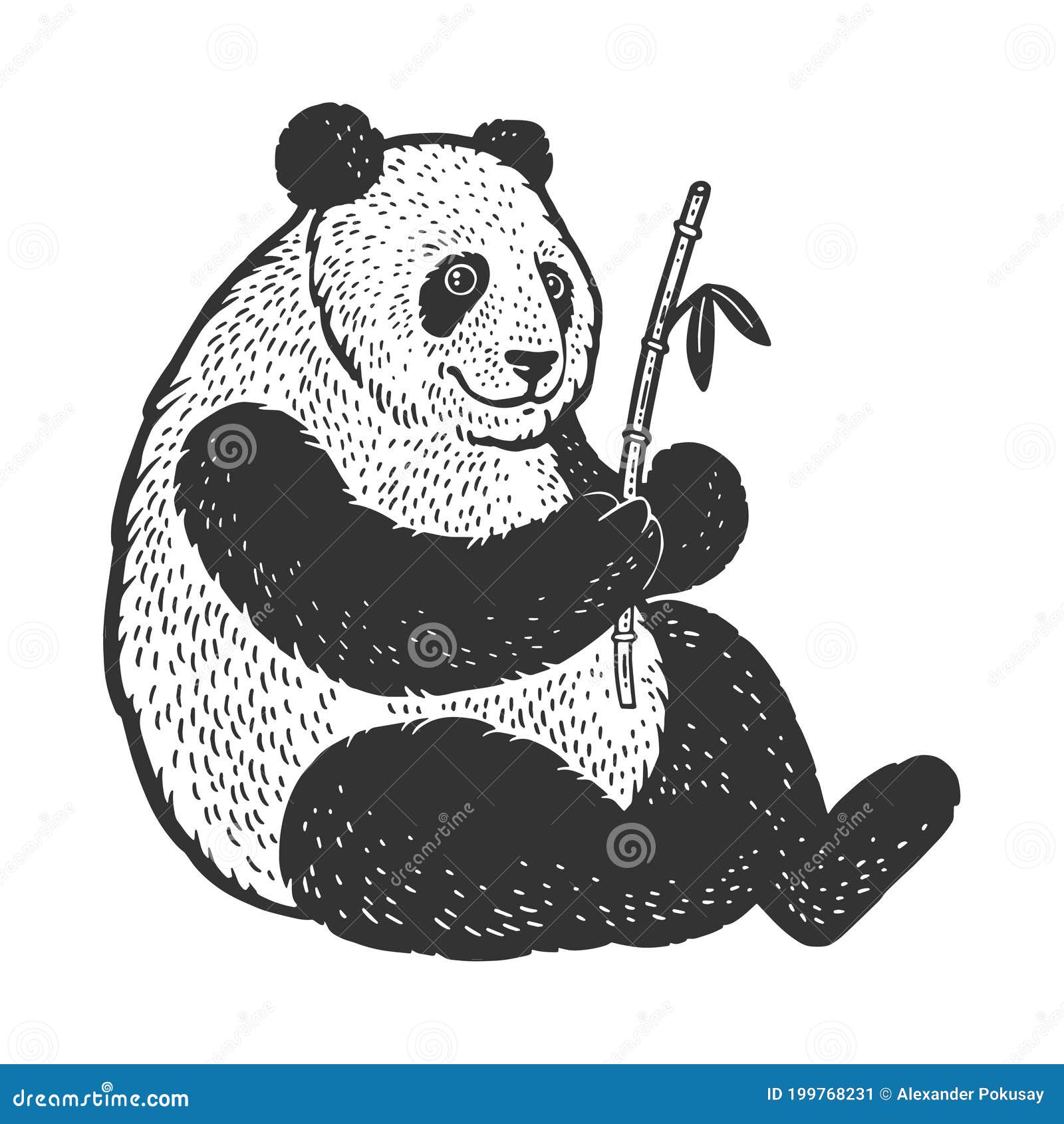 O Urso Panda Está Debaixo De Um Cobertor Com Controlo. Desenho