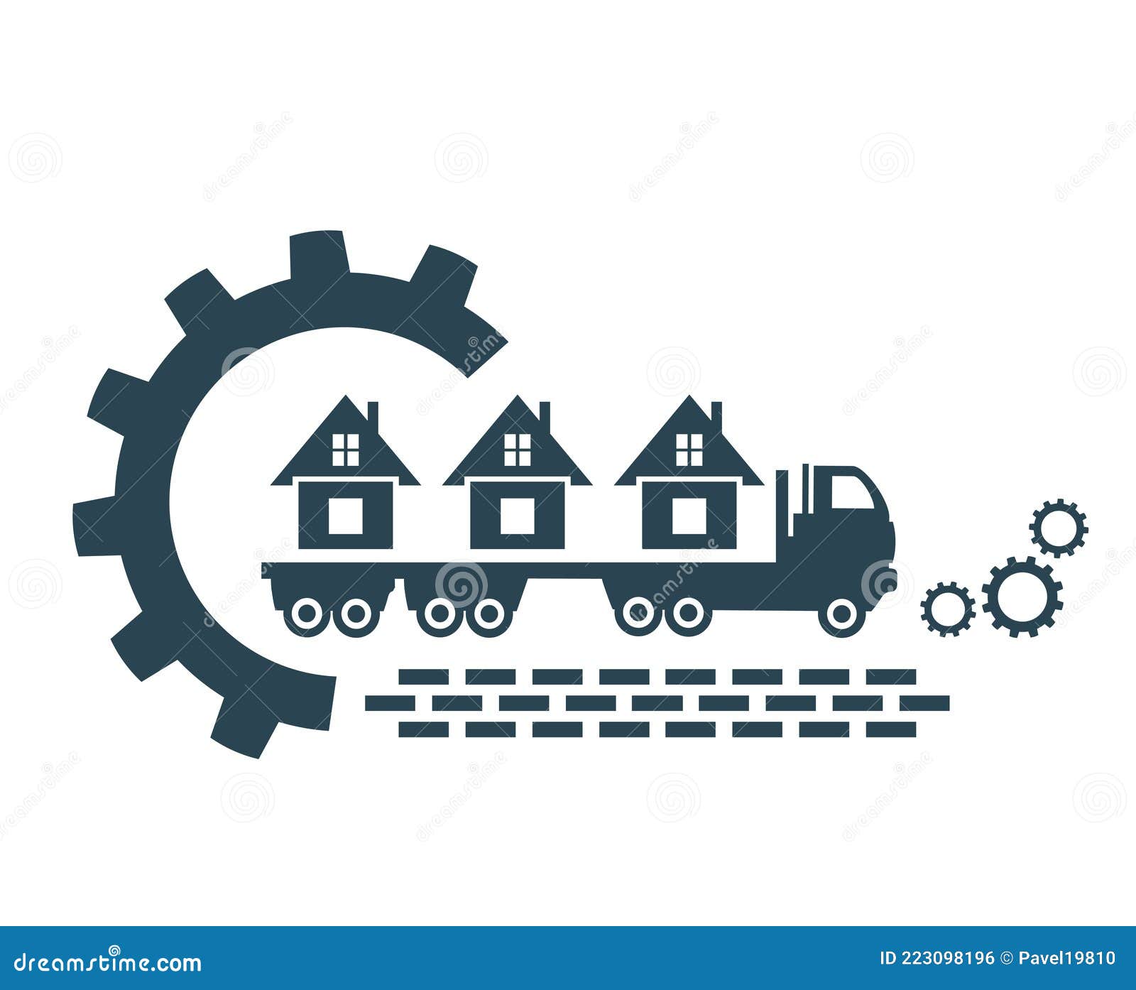 Ilustração vetorial cor crianças construção caminhão de reboque