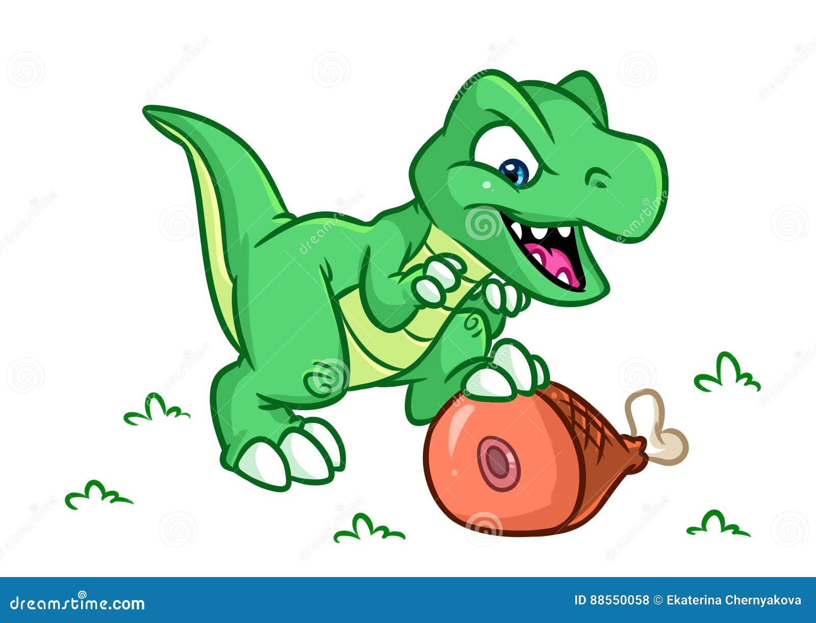 Pequeno Desenho Animado Tyrannosaurus. Ilustração Pré-histórica De