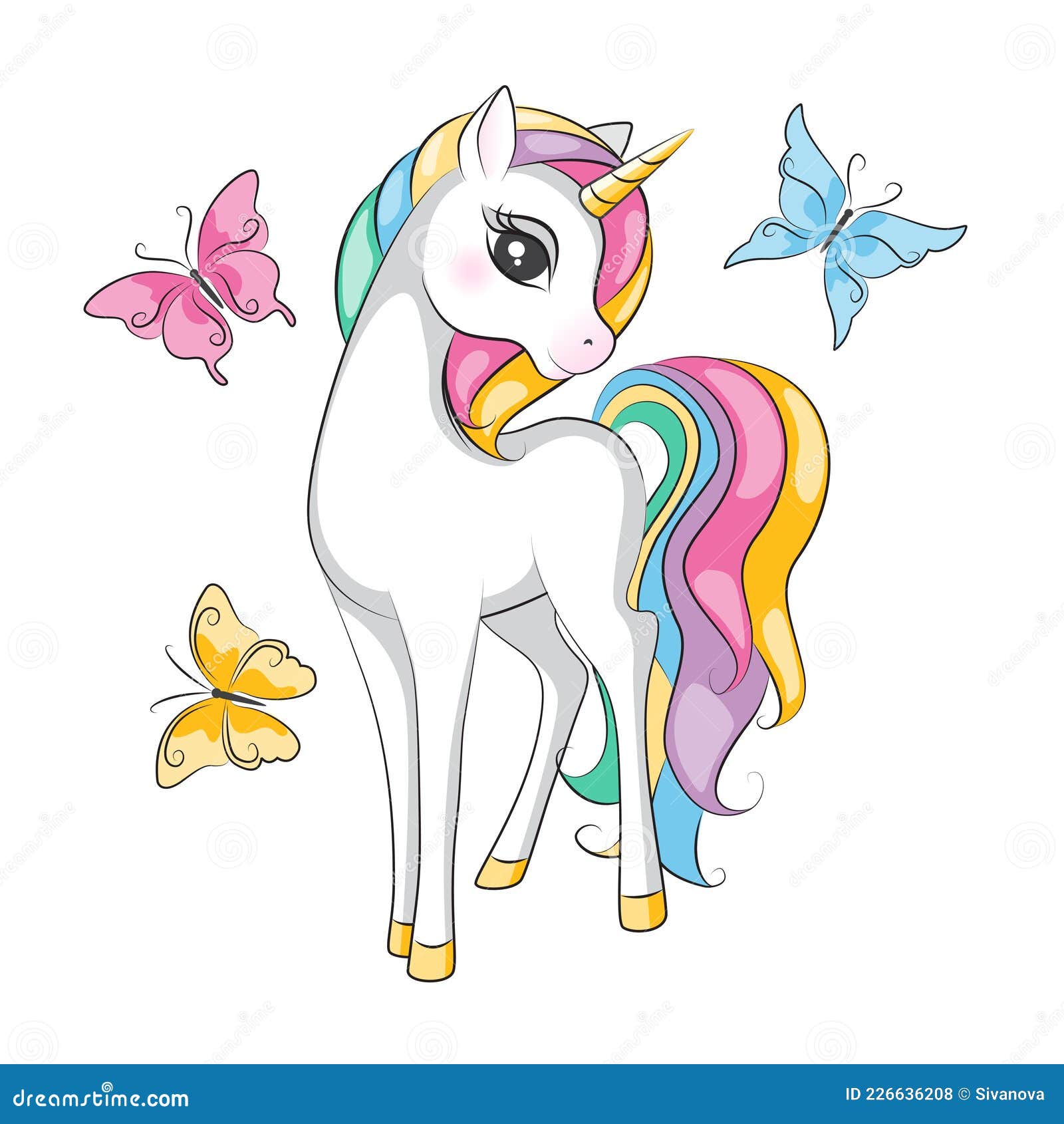 Ilustración Colorida Del Unicornio Tierno. Ilustración del Vector -  Ilustración de poco, magia: 226636208