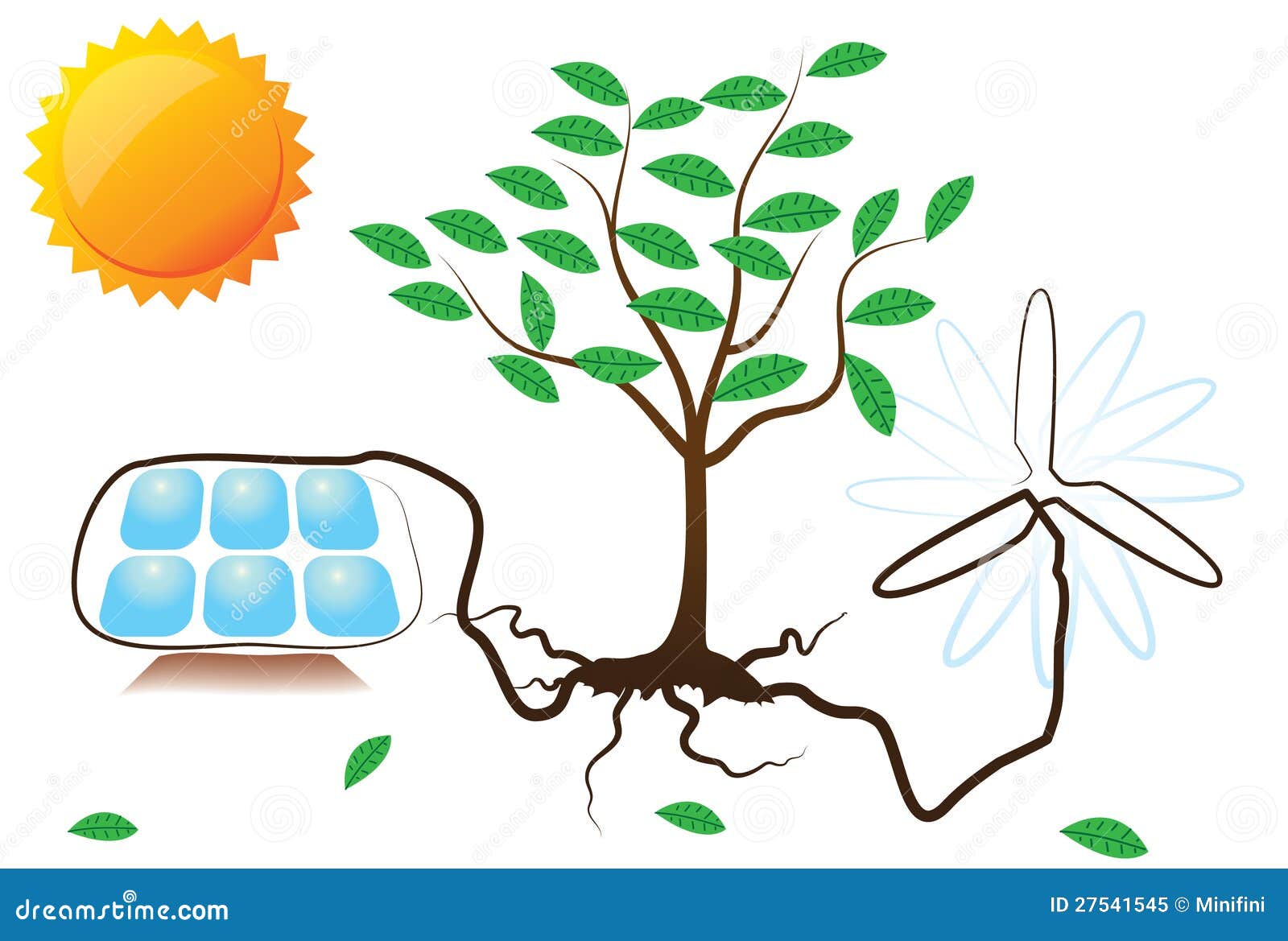 Ilustración Conceptual De La Energía Solar Y Eólica Stock de ilustración -  Ilustración de balanceo, verde: 27541545
