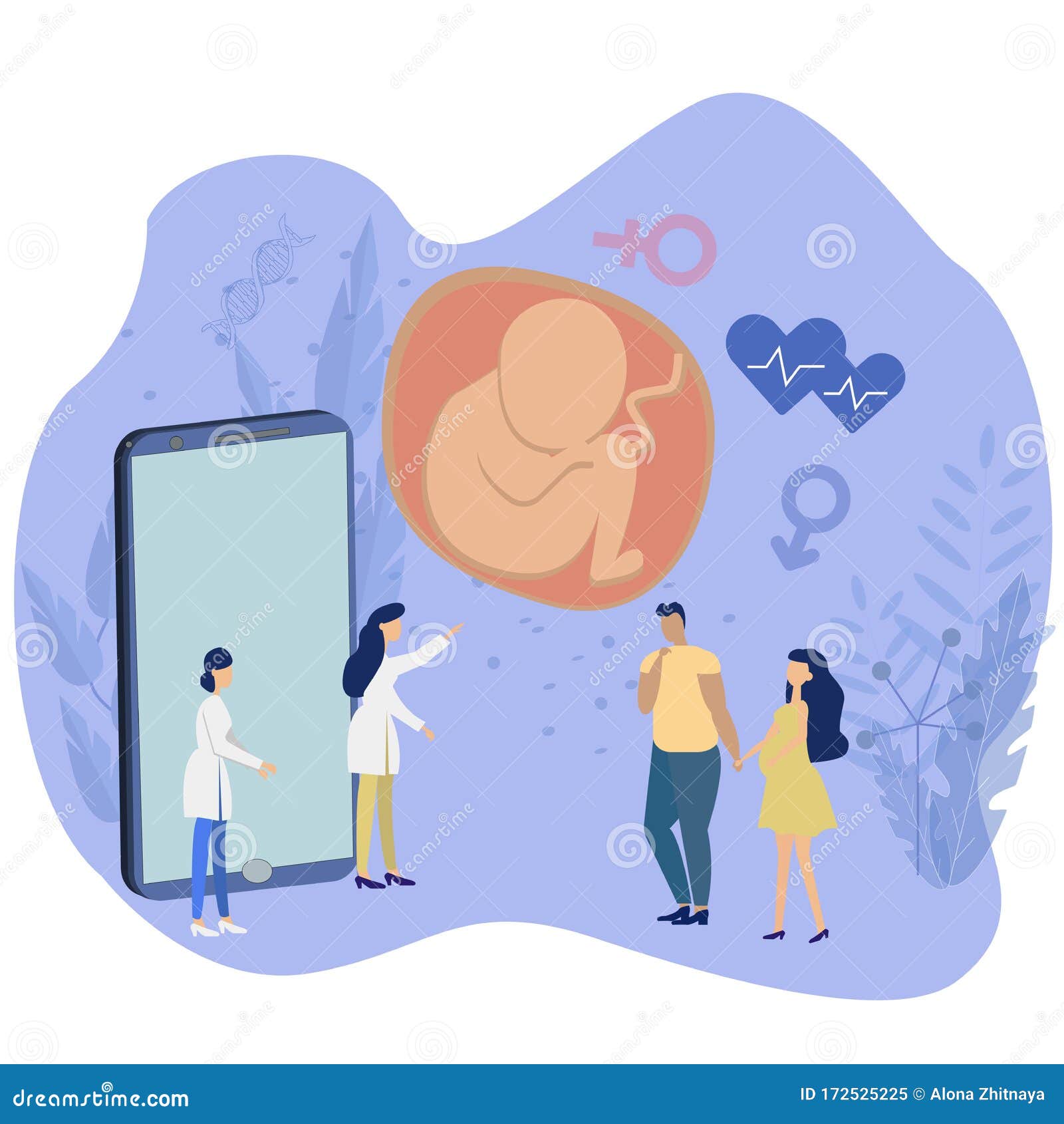 Ilustración Conceptual Del Control Prenatal En Línea Ilustración De  Embrión, Teléfono, Mujeres Embarazadas, Médicos Stock de ilustración -  Ilustración de feto, casado: 172525225