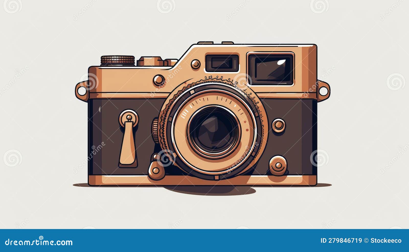 Ilustración De Cámara Vintage En Estilo Retro : Beige Oscuro Y Bronce Stock  de ilustración - Ilustración de estilo, profesional: 279846719