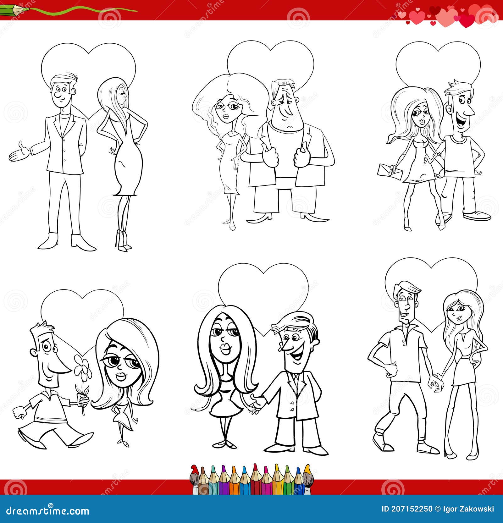 Ilustración De Caricatura De Día De San Valentín Ambientación Con Parejas  Ilustración del Vector - Ilustración de colorante, concepto: 207152250