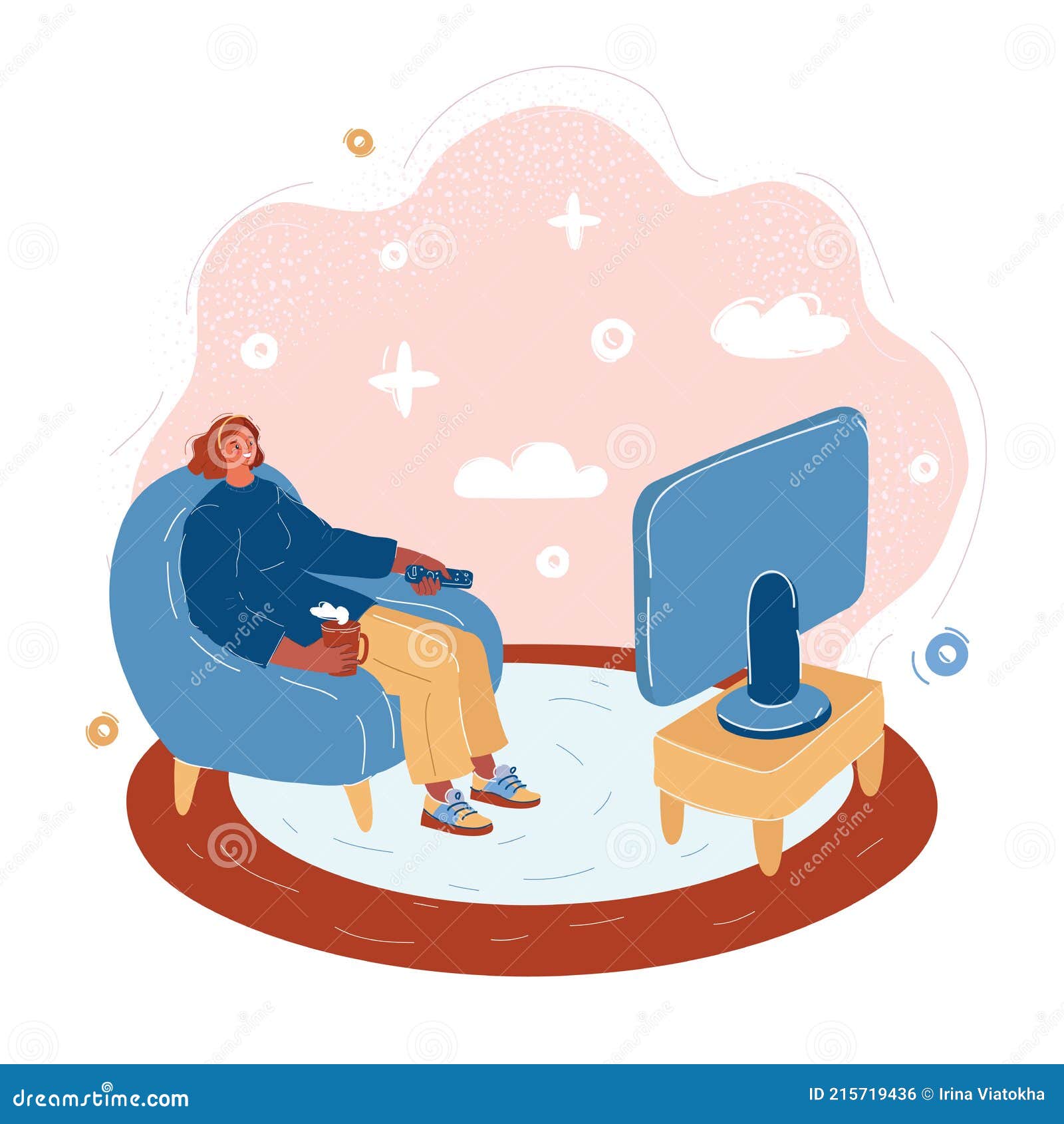 Ilustración De Chica Ver Tv Y Relajante. Ilustración del Vector - Ilustración de mirando, pantalla: 215719436 Ilustración De Chica Ver Tv Y Relajante. Ilustración del Vector - Ilustración de mirando, pantalla: 215719436
