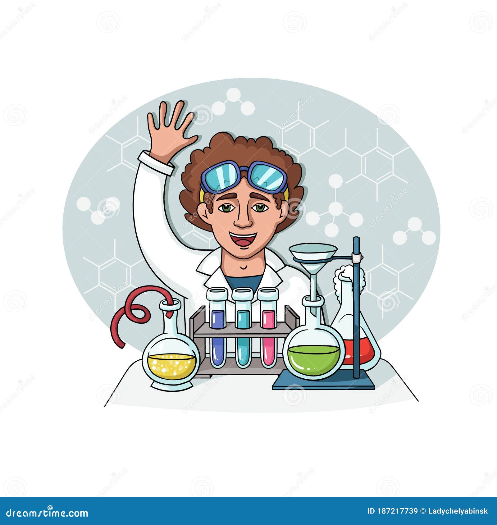 Ilustración De Color Vectorial Con Científicos Con Equipo Especial En El Laboratorio  Químico. Ilustración Sobre El Tema De La Quím Stock de ilustración -  Ilustración de equipo, hombre: 187217739