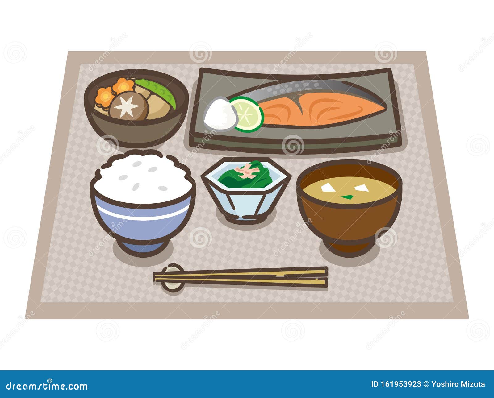 Ilustración De Comida Japonesa Saludable Ilustración del Vector -  Ilustración de sabroso, salmones: 161953923