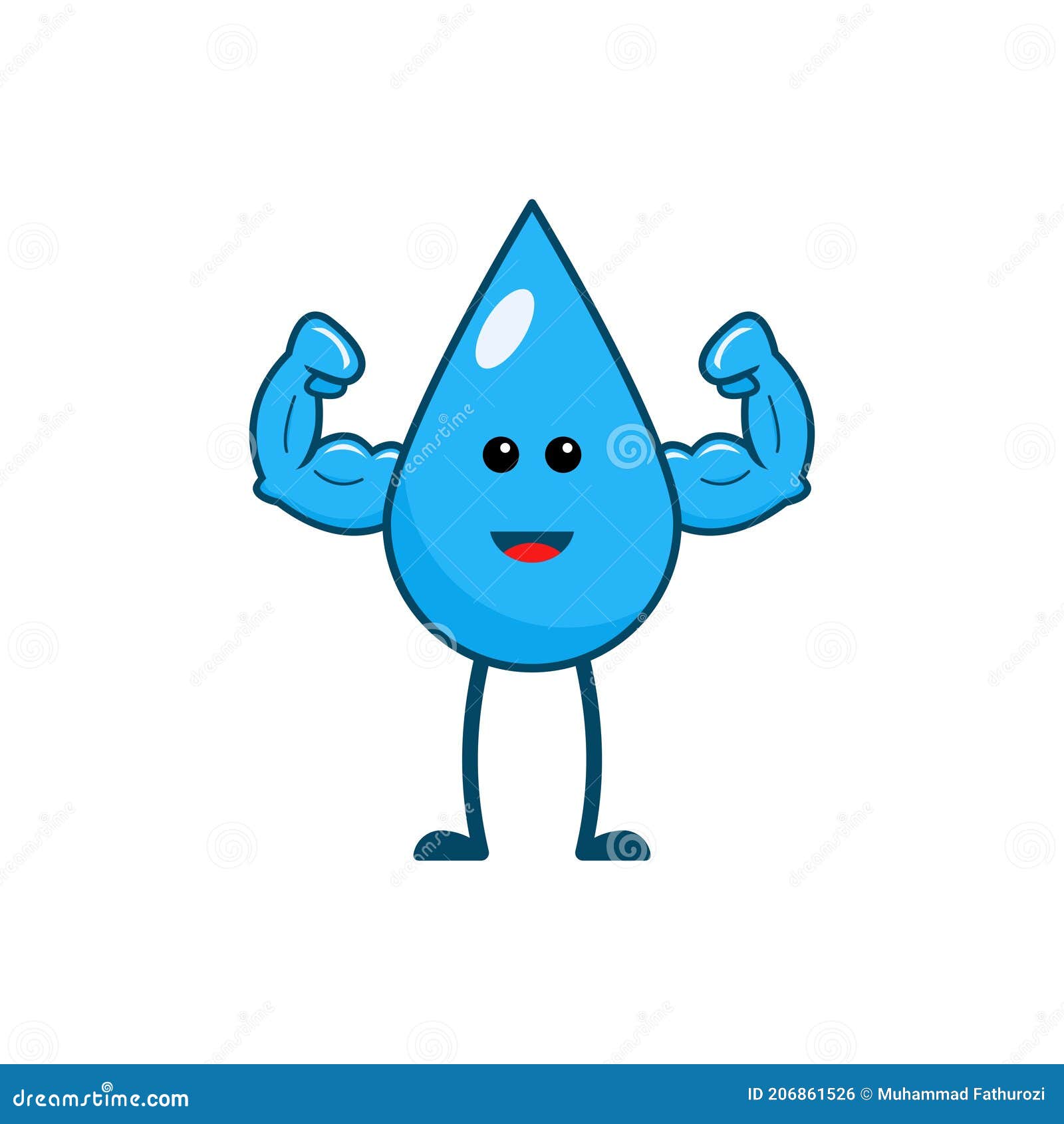 Ilustración De Dibujos Animados Agua Con Las Manos Musculares. Personajes  Lindos Y Lindos. Stock de ilustración - Ilustración de historieta, ropa:  206861526