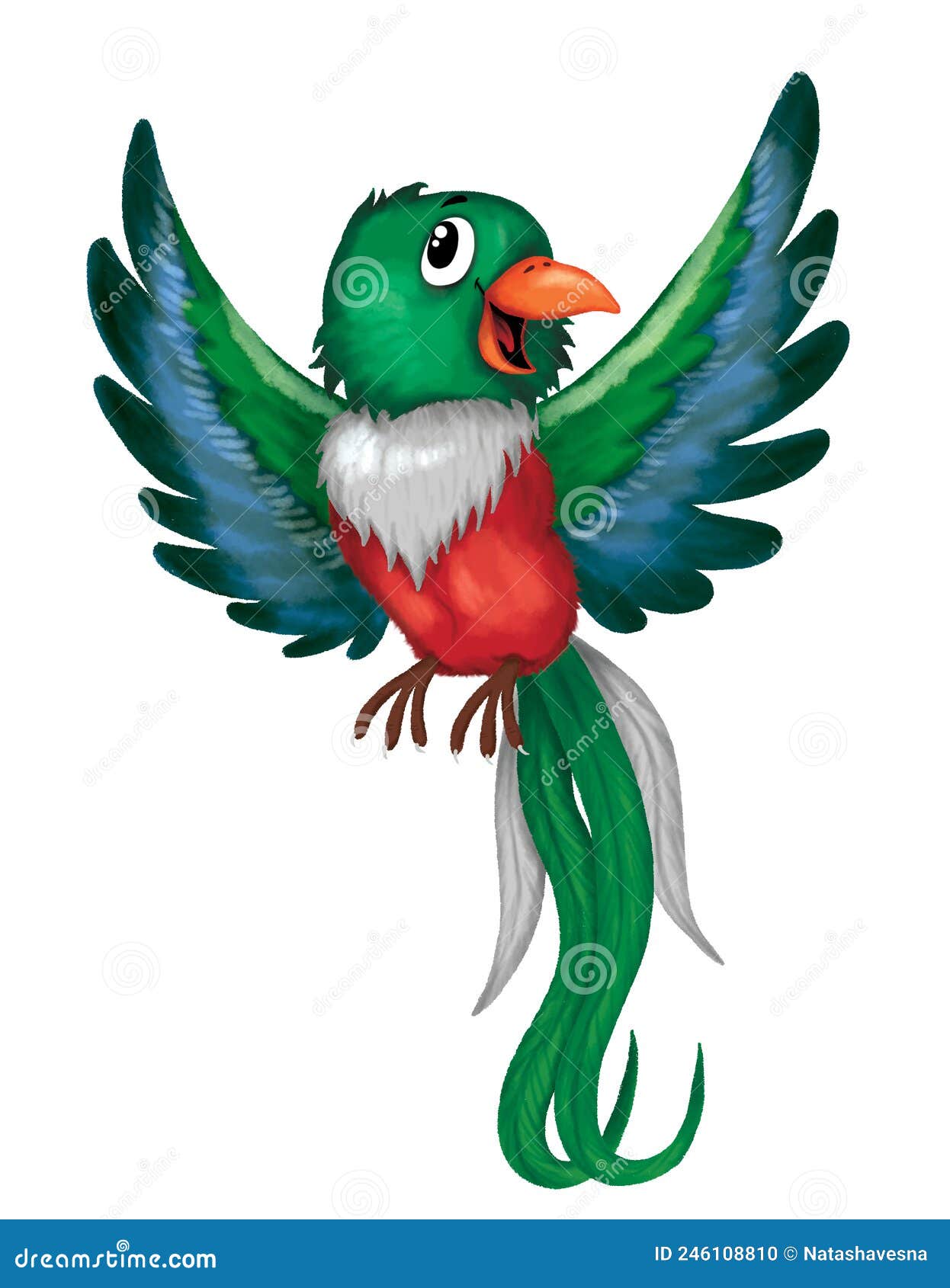 Ilustración De Dibujos Animados De Aves Quetzal Imagen Linda Stock de  ilustración - Ilustración de historieta, alfabeto: 246108810