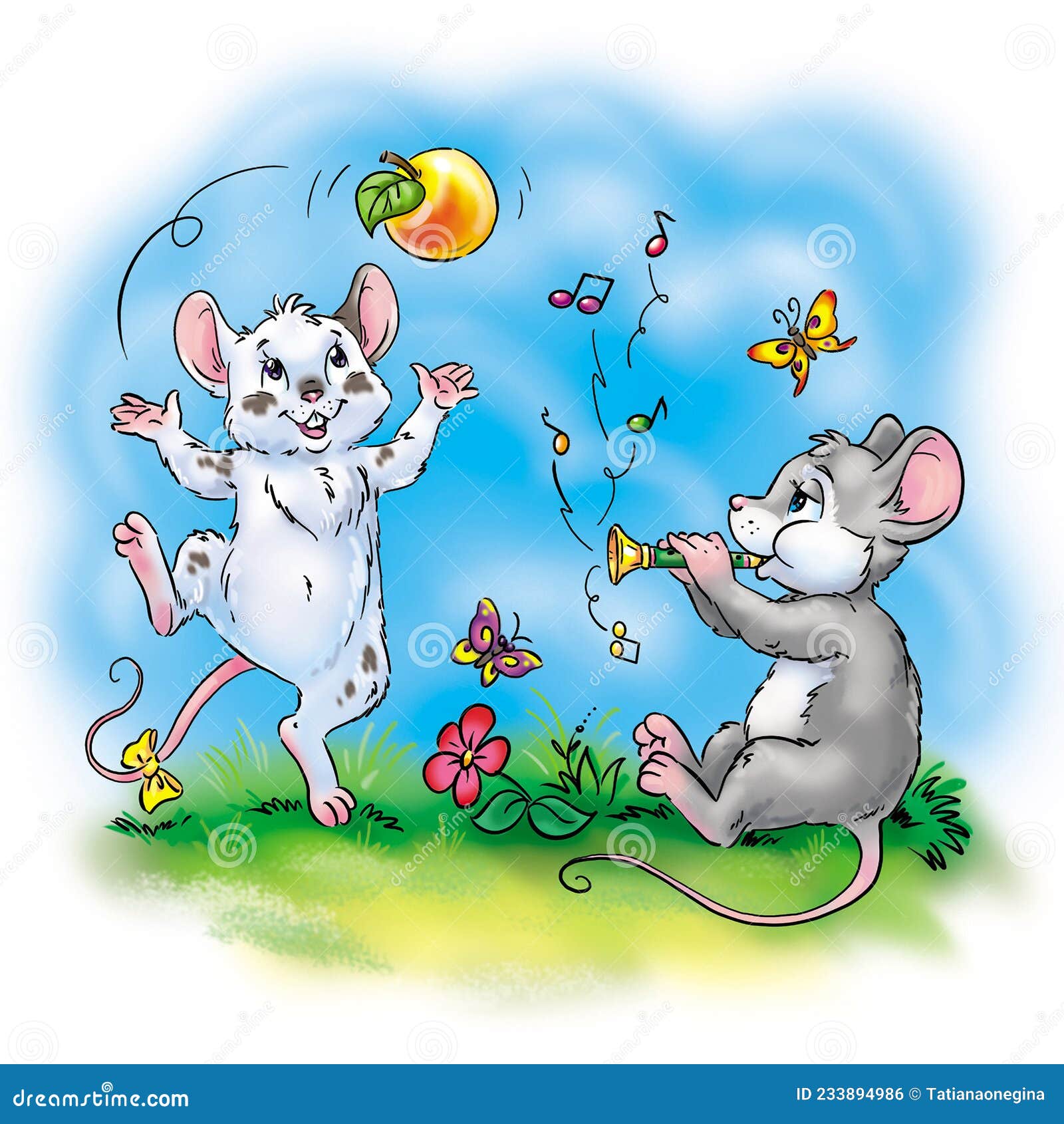 Ilustración De Dibujos Animados Con Dos Ratones Alegres Stock de  ilustración - Ilustración de manzana, hermoso: 233894986