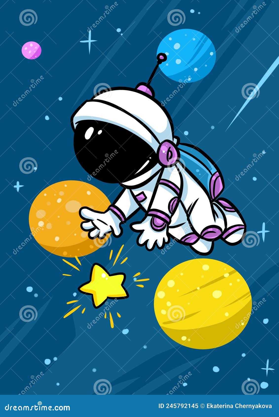 Ilustración De Dibujos Animados De Estrellas Astronautas Pequeños Stock de  ilustración - Ilustración de estrella, arte: 245792145