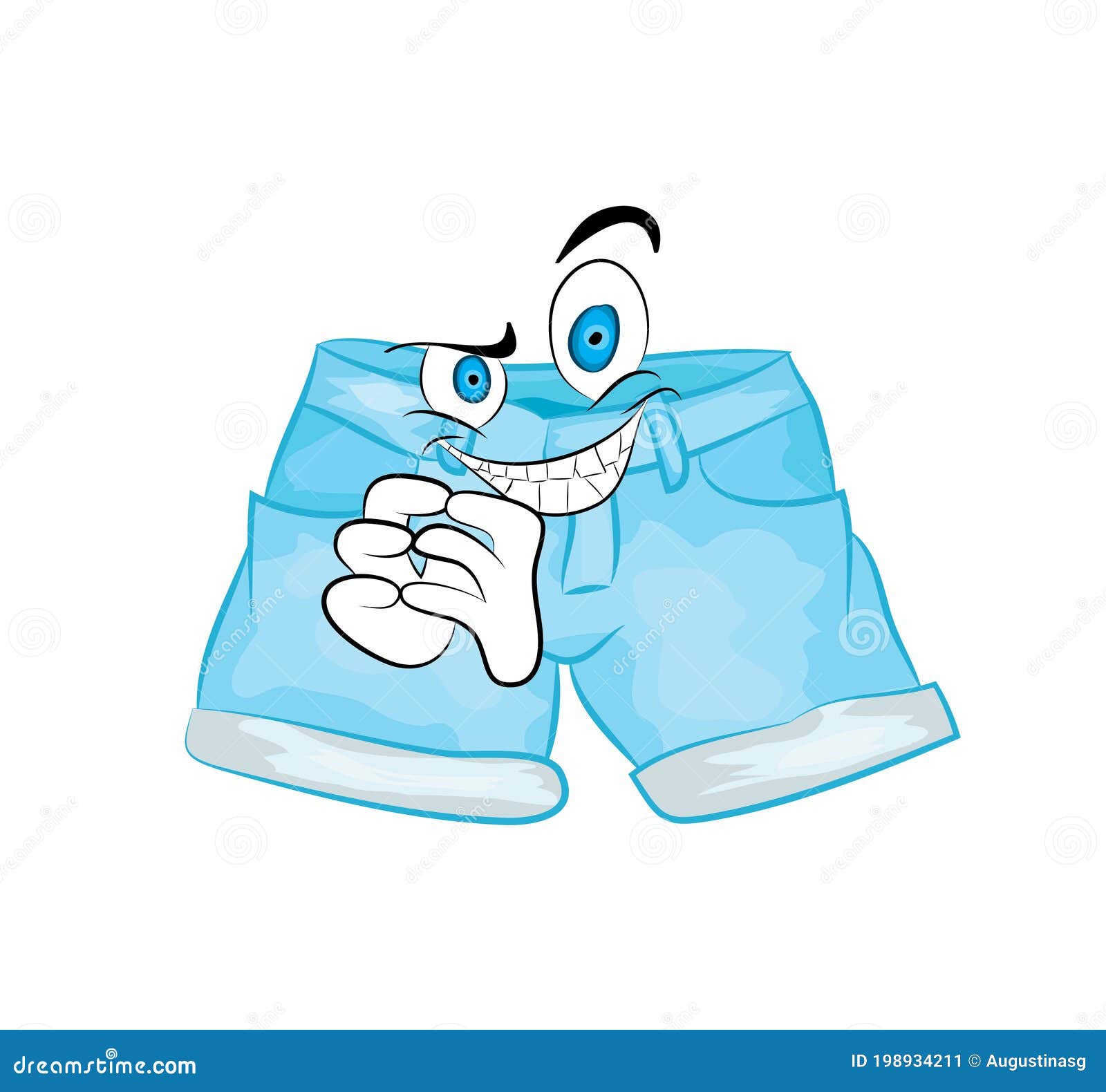 Ilustración De Dibujos Animados Malvados De Pantalones Cortos De Denim Azul  Stock de ilustración - Ilustración de vector, azul: 198934211