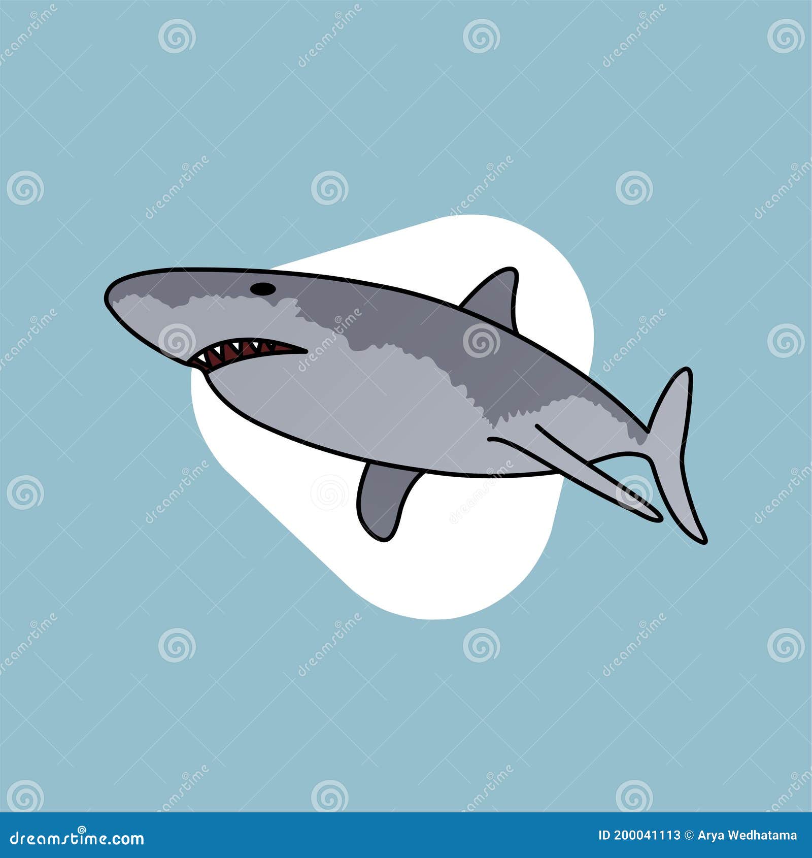 Ilustración De Dibujos Animados De Tiburones Salvajes, Carácter Gracioso,  Diseño Plano Stock de ilustración - Ilustración de comida, aleta: 200041113