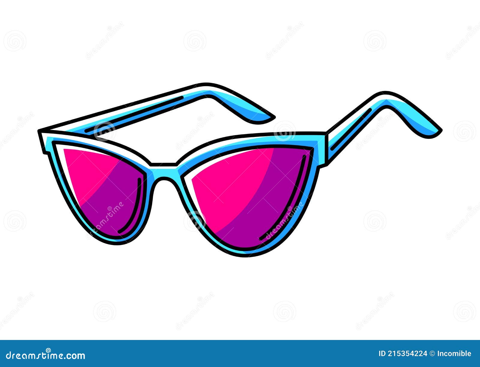 Ilustración De Gafas De Sol. Colorido Lindo Icono De Dibujos Animados.  Ilustración del Vector - Ilustración de retro, objeto: 215354224