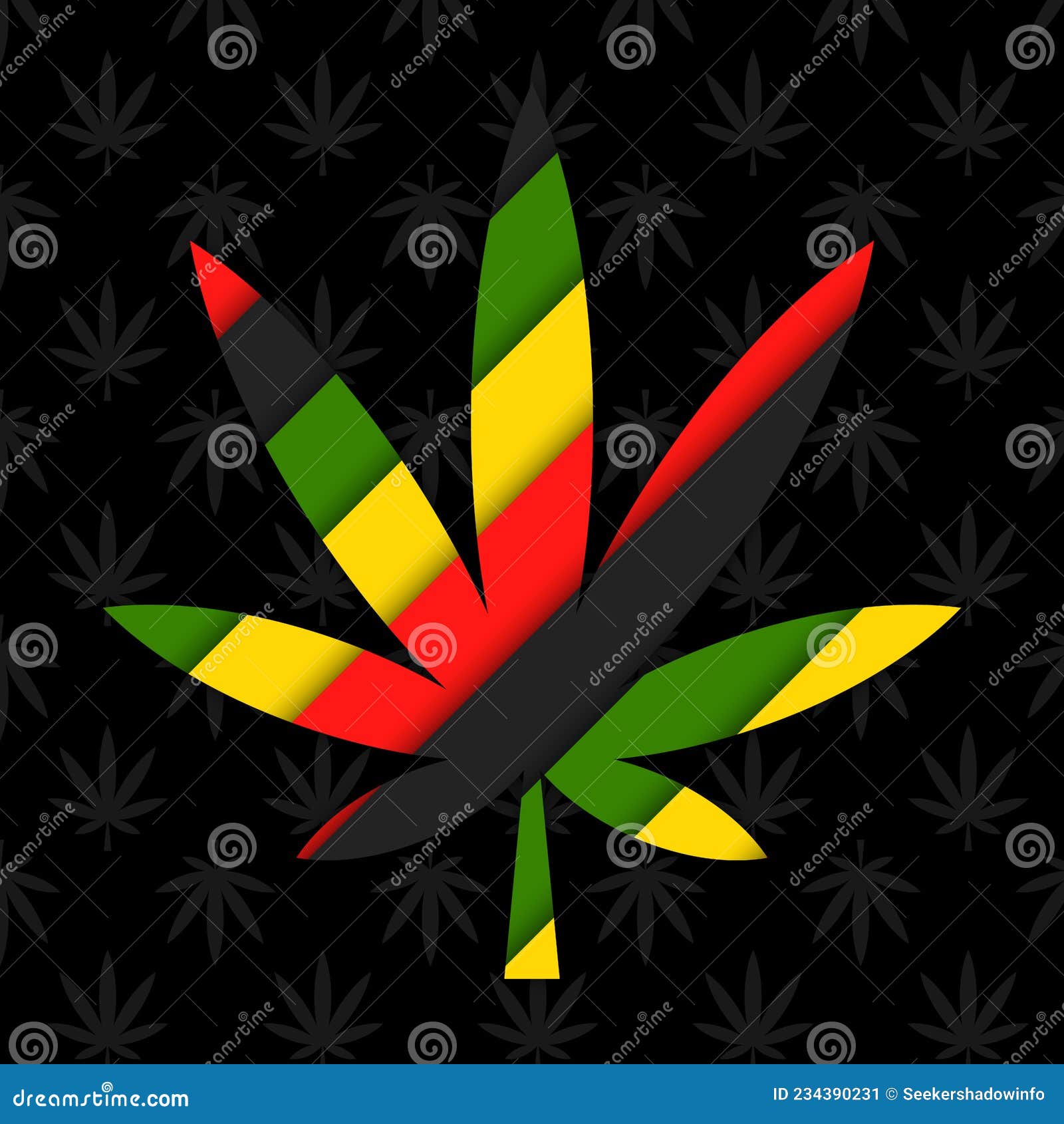 Ilustración De La Hoja De Marihuana Con Colores Rastafari En Fondo Negro.  Ilustración del Vector - Ilustración de marijuana, hoja: 234390231