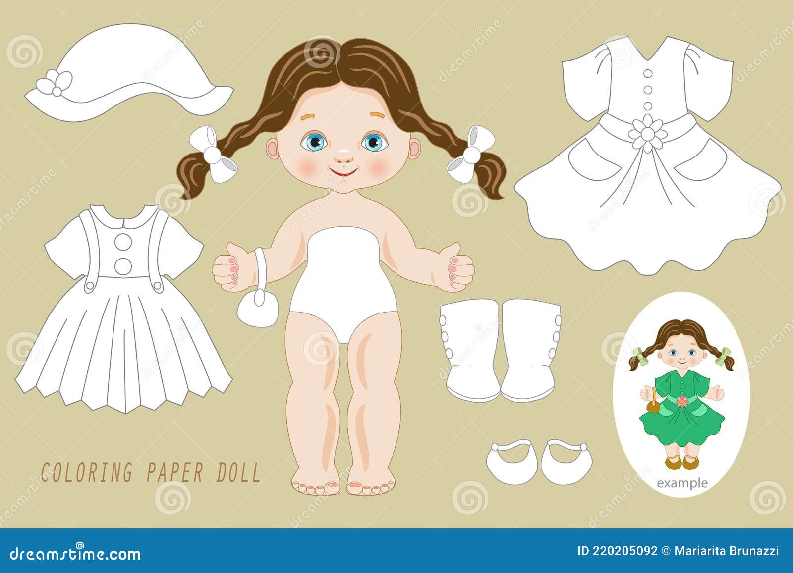 Ilustración De La Muñeca De Papel Para Colorear Con Ropa Ilustración del  Vector - Ilustración de colorante, corte: 220205092