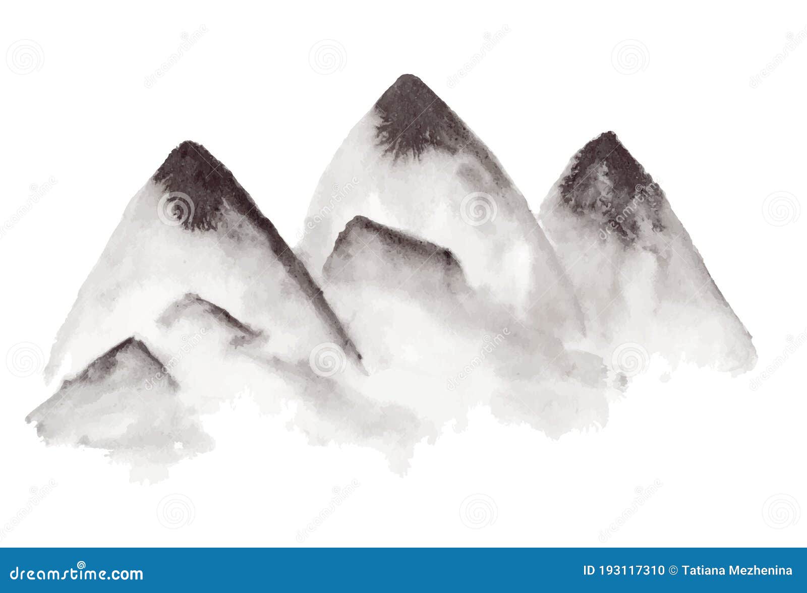 Ilustración De Montañas De Niebla Negra De Tinta China Ilustración del  Vector - Ilustración de frialdad, paisaje: 193117310