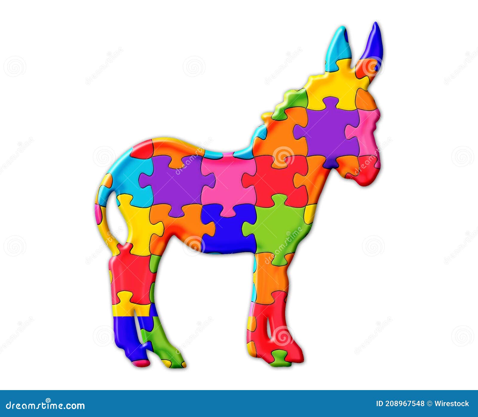 Ilustración De Un Burro De Puzzles Coloridos En Un Fondo Aislado Stock de  ilustración - Ilustración de color, fondo: 208967548