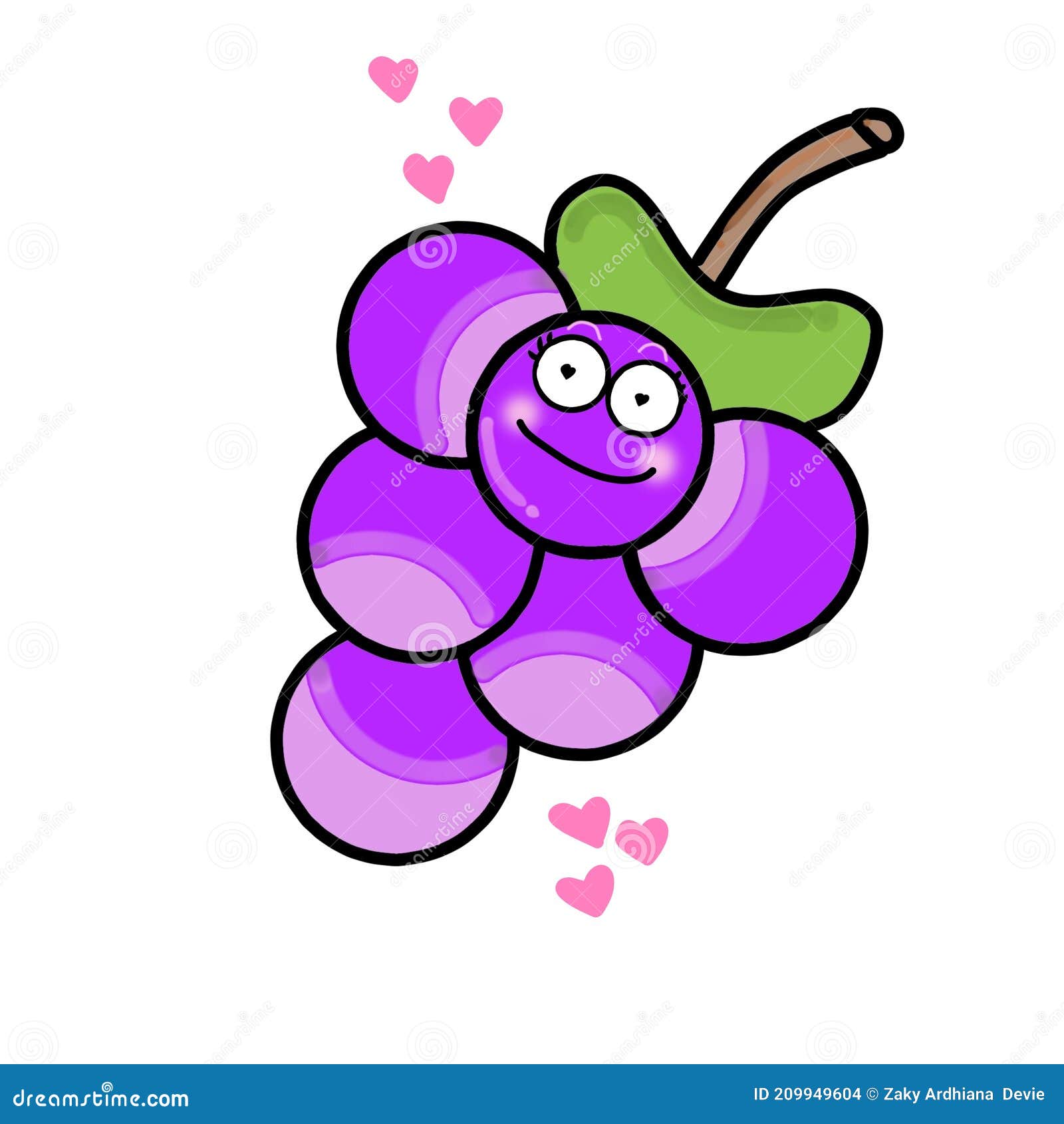 Ilustración De Uvas De Dibujos Animados Adorables Que Se Enamoran Stock de  ilustración - Ilustración de rosa, animal: 209949604