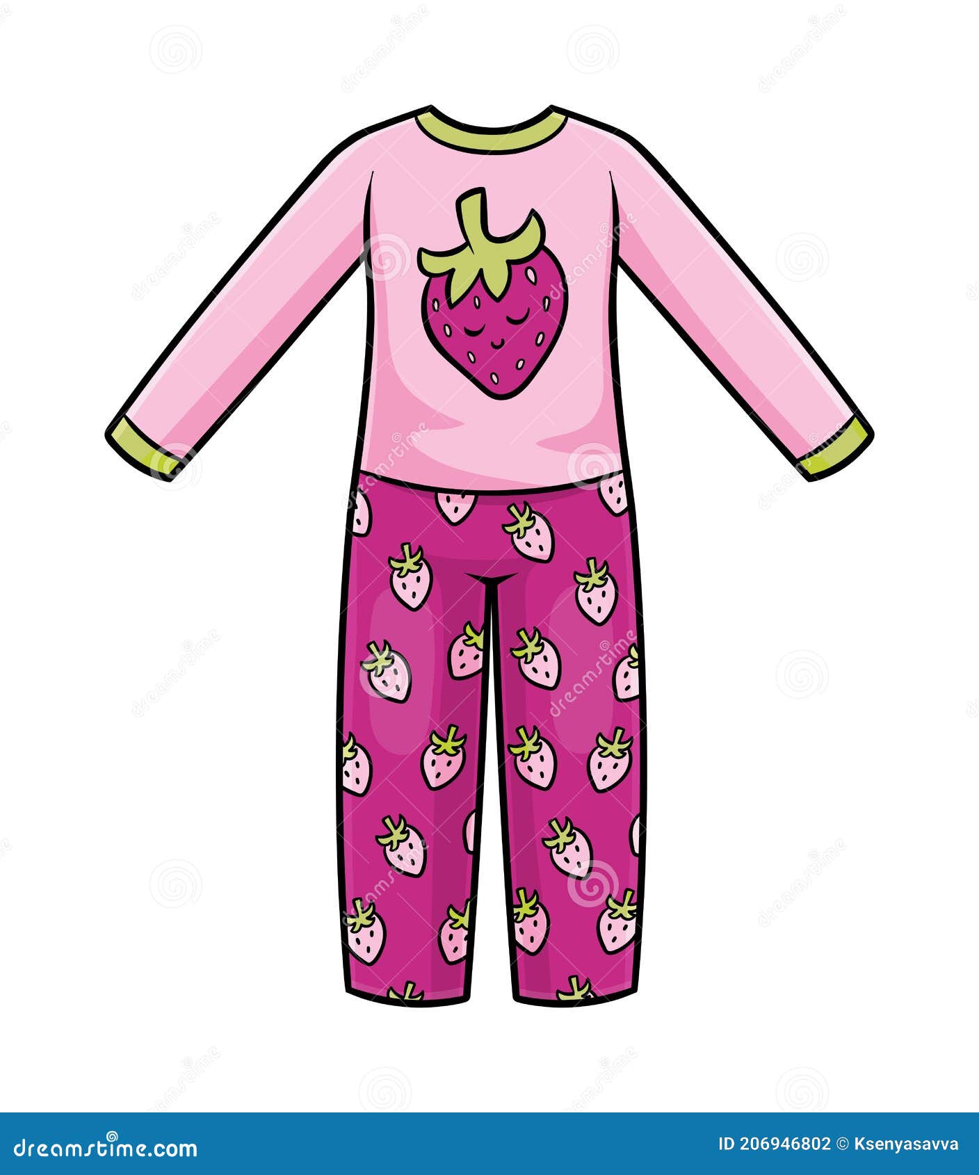 Ilustración Vector De Dibujos Animados Para Los Niños Pijamas Con Fresa Ilustración del Vector - Ilustración infante, pijamas: 206946802