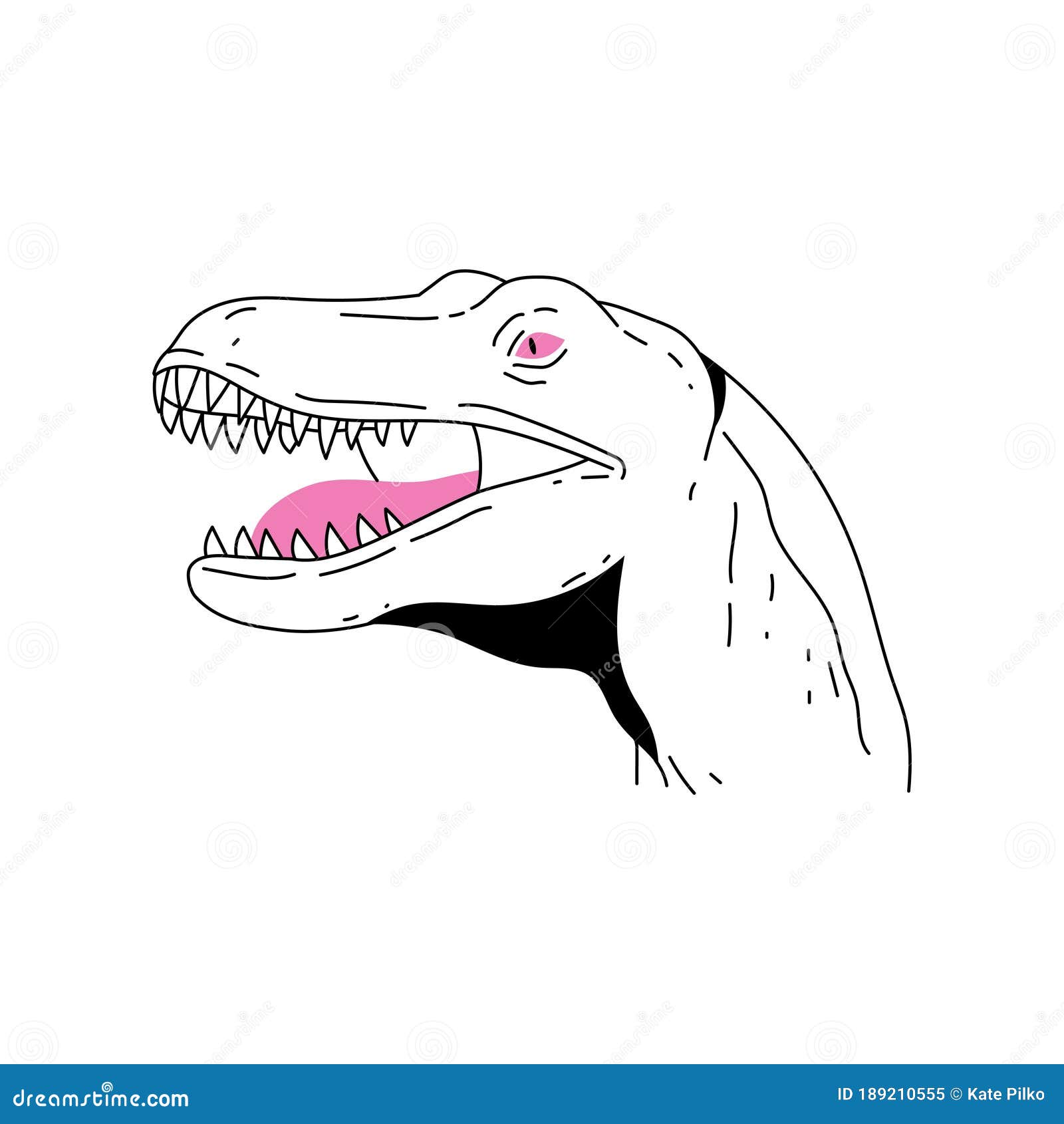 Ilustración De Vector De Esquema De Dinosaurio. Dibujo De Línea O Retrato  De Velociraptor Ilustración del Vector - Ilustración de pista, contorno:  189210555