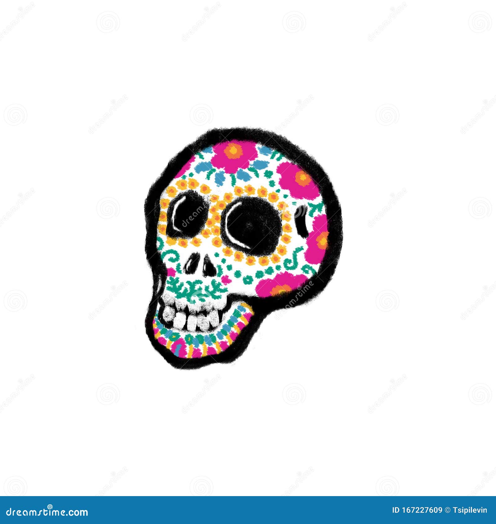 Ilustración Del Cráneo De Azúcar Para El Día De Los Muertos Stock de  ilustración - Ilustración de muerto, pista: 167227609