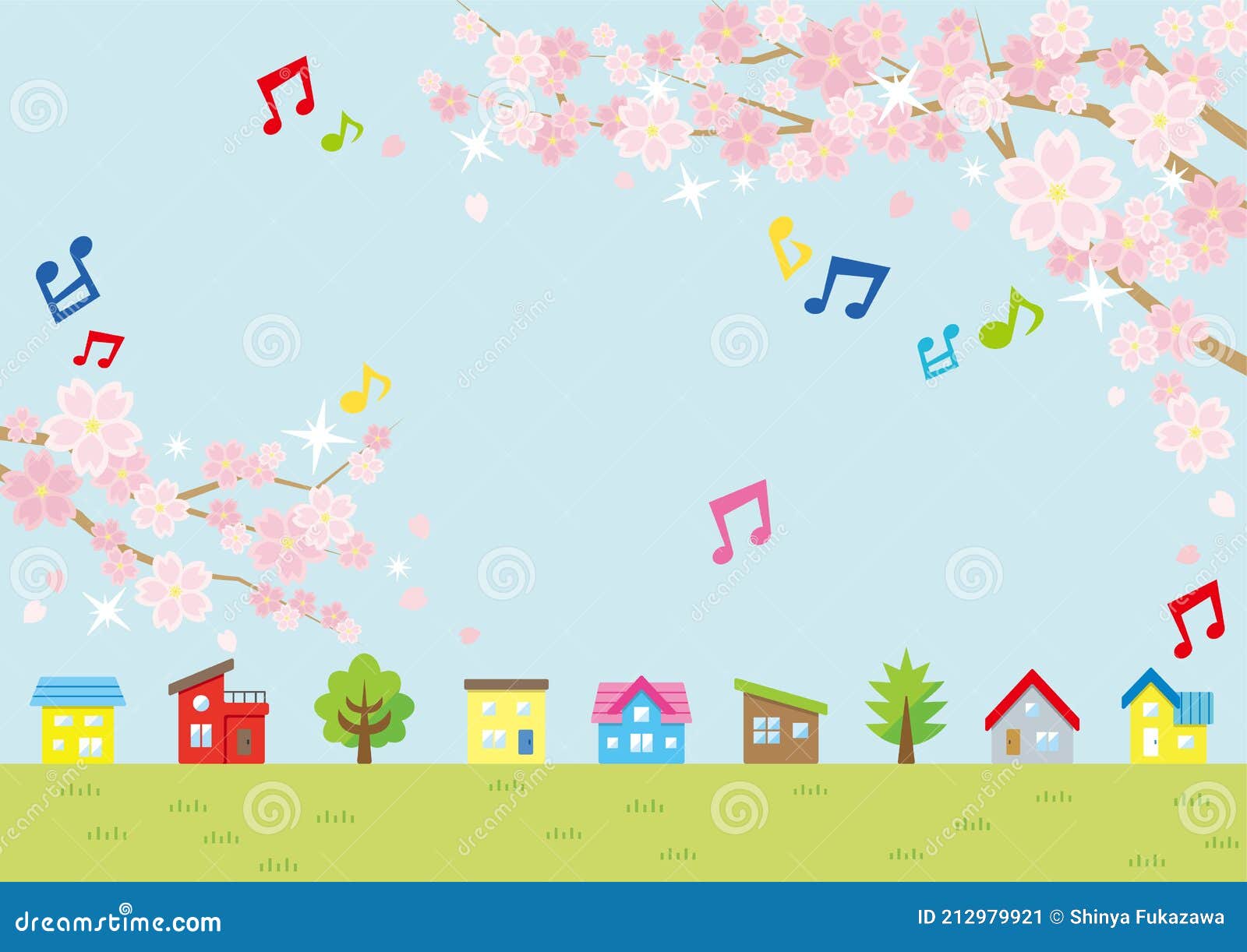 Ilustración Del Paisaje Vernal Con Las Flores De Cerezo Más Nota Musical Ilustración del Vector - Ilustración de brillo, casas: 212979921 Ilustración Del Paisaje Vernal Con Las Flores De Cerezo Más Nota Musical Ilustración del Vector - Ilustración de brillo, casas: 212979921