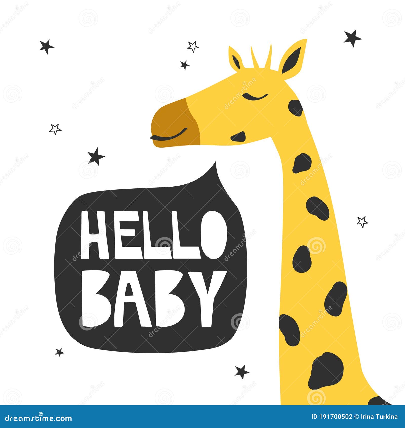 Ilustración Dibujada a Mano Con Texto En Inglés De Giraffe. Hola Bebé.  Fondo Adorable Lindo Animal Divertido Ilustración del Vector - Ilustración  de fondo, coloreado: 191700502