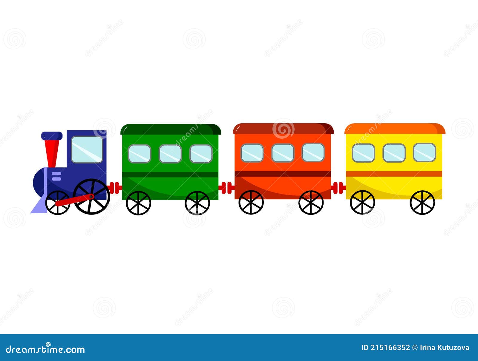 Ilustración Infantil De Un Tren De Juguete Con Carruajes Ilustración del  Vector - Ilustración de tren, verde: 215166352