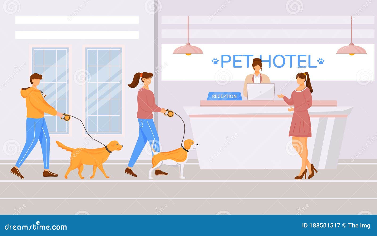 reserva personaje legislación Ilustración Vectorial De Color Plano Del Hotel De Mascotas Ilustración del  Vector - Ilustración de perrito, recurso: 188501517