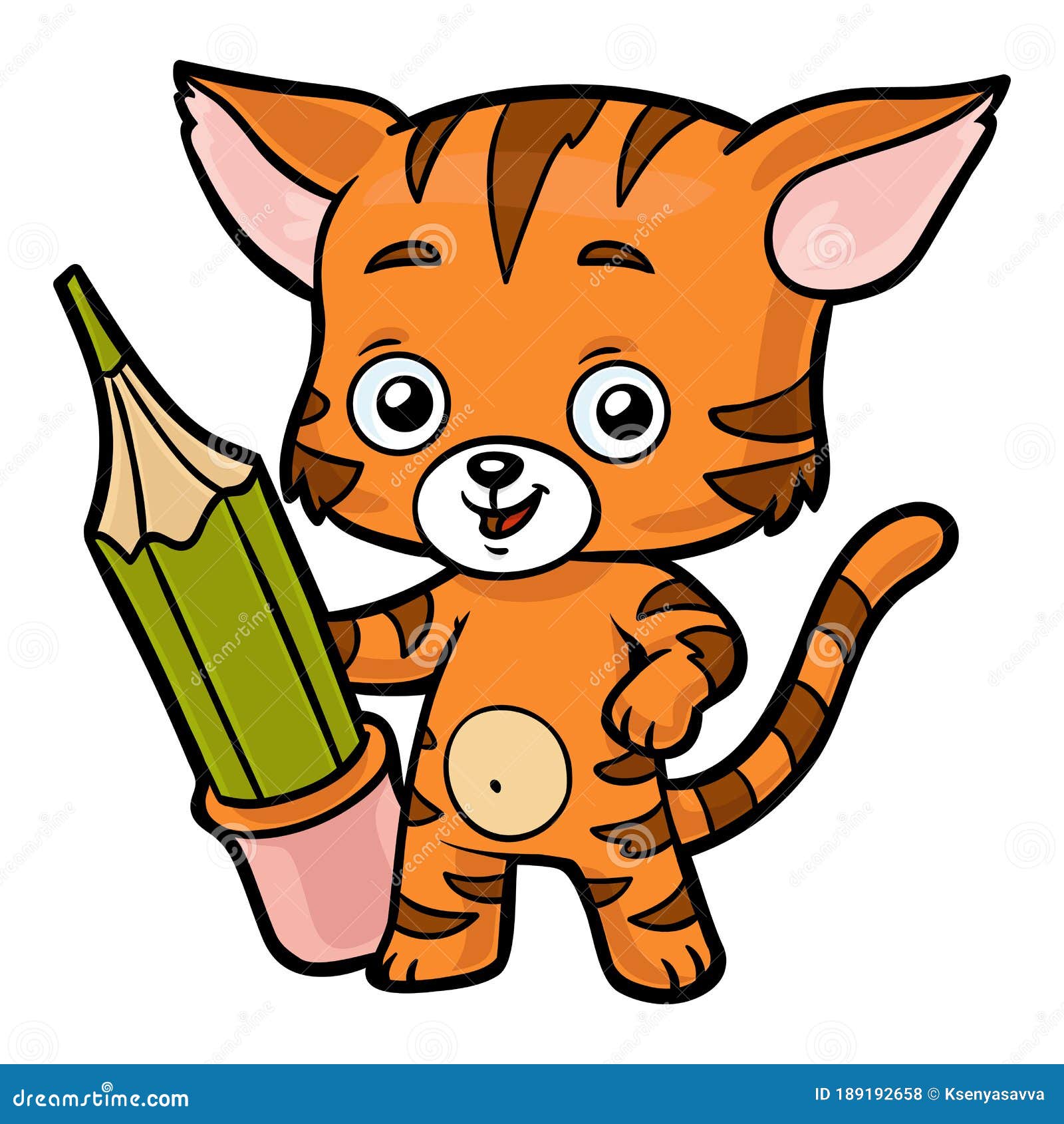 Ilustración Vectorial De Dibujos Animados Para Niños Gato Y Lápiz  Ilustración del Vector - Ilustración de color, gato: 189192658