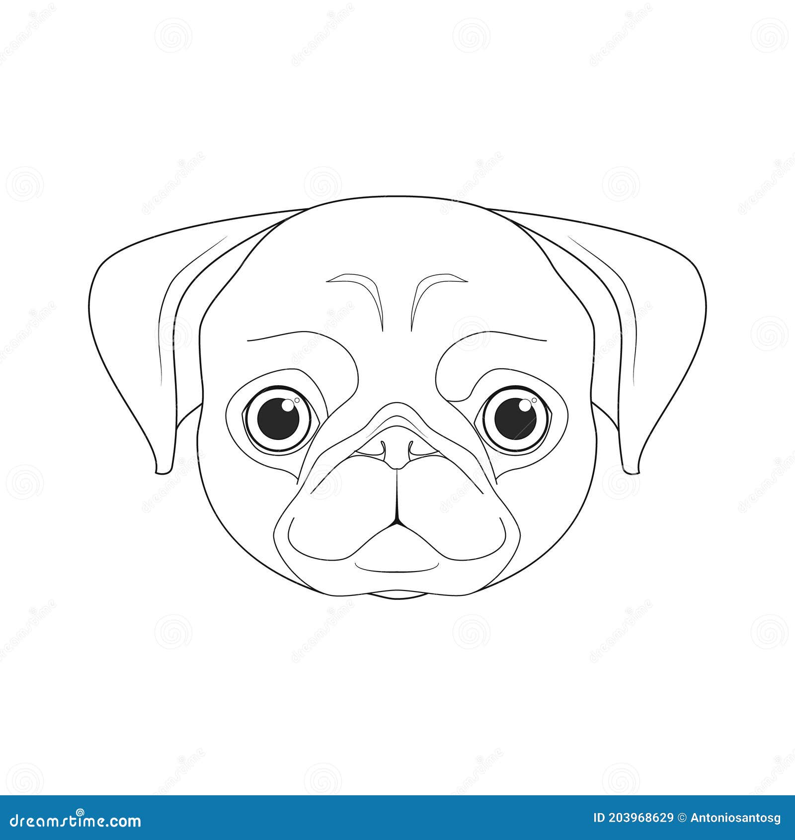 Ilustración Vectorial De La Caricatura De Color Fácil De Pug Dog. Aislado  En Fondo Blanco Ilustración del Vector - Ilustración de conjunto, casta:  203968629
