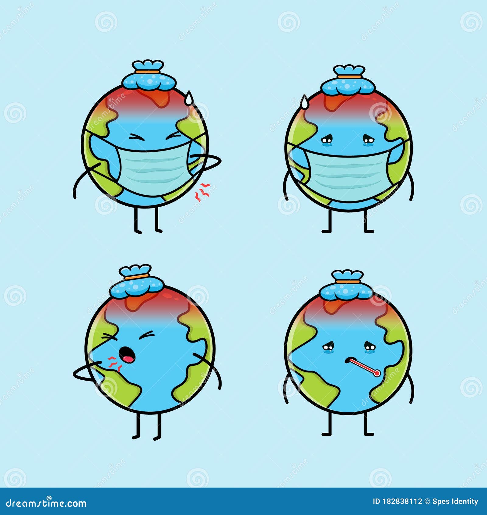 Ilustración Vectorial De La Tierna Tierra De Dibujos Animados Sobre El Calentamiento  Global Ilustración del Vector - Ilustración de ciencia, objeto: 182838112