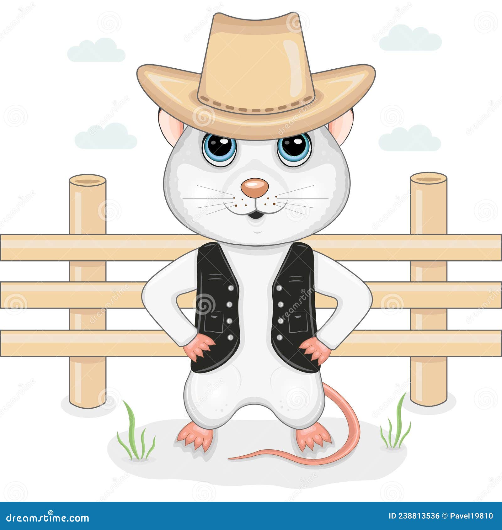 De Un Ratón Vaquero En Un Sombrero En Un Rancho. Ilustración Vector Ilustración de rancho, americano: 238813536