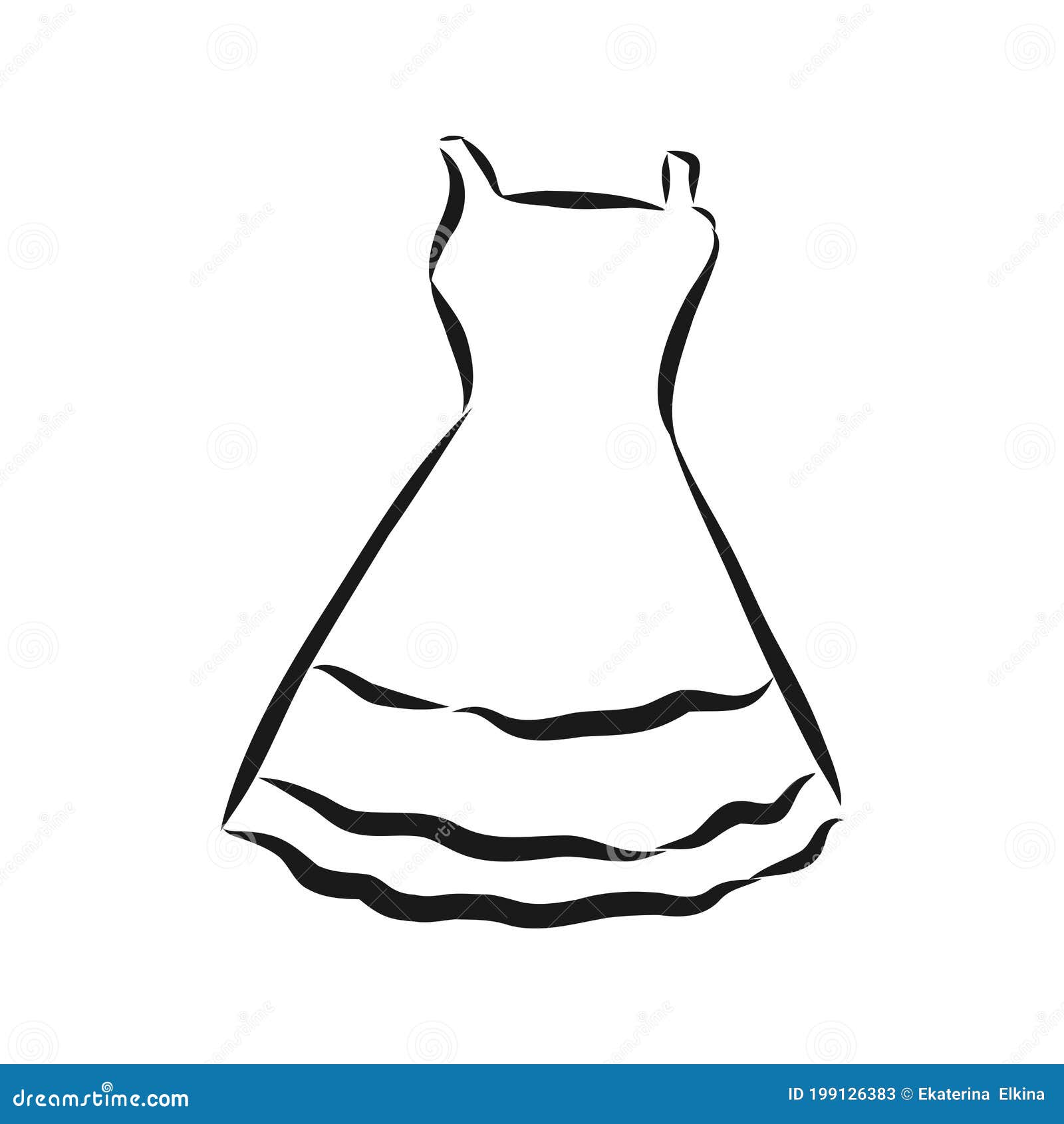 Ilustración Vectorial De Un Vestido De Mujer Con Mangas Cortas Y Falda  Larga, Vestido De Mujer, Ilustración De Dibujo Vectorial Stock de  ilustración - Ilustración de aislado, fashionable: 199126383