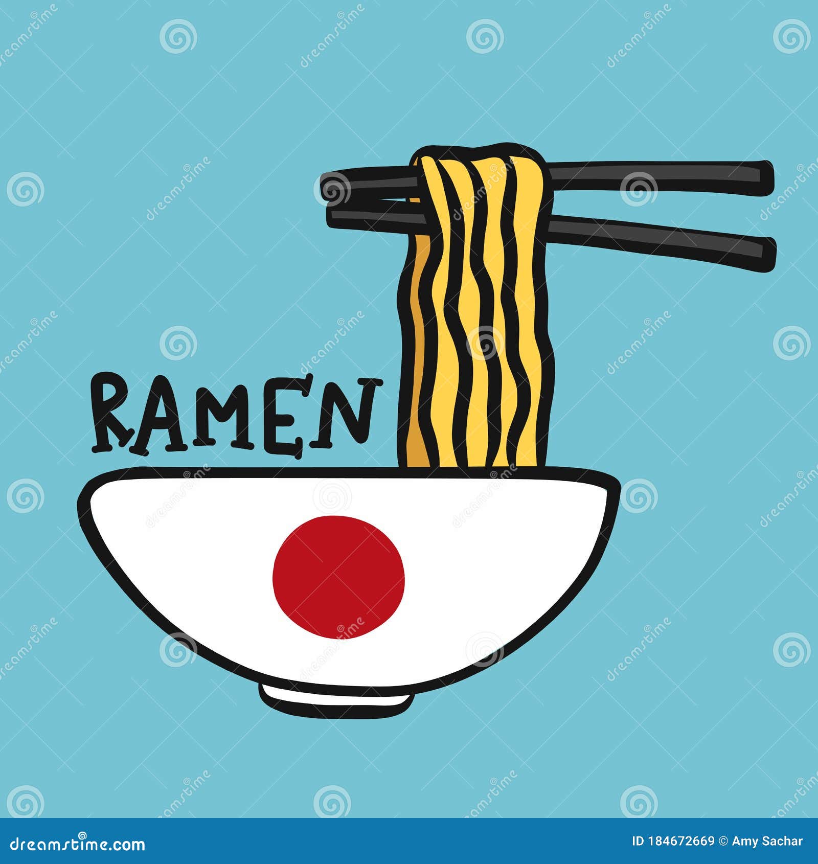 Ilustración Vectorial Del Logotipo De Dibujos Animados De Ramen Ilustración  del Vector - Ilustración de alimento, plato: 184672669