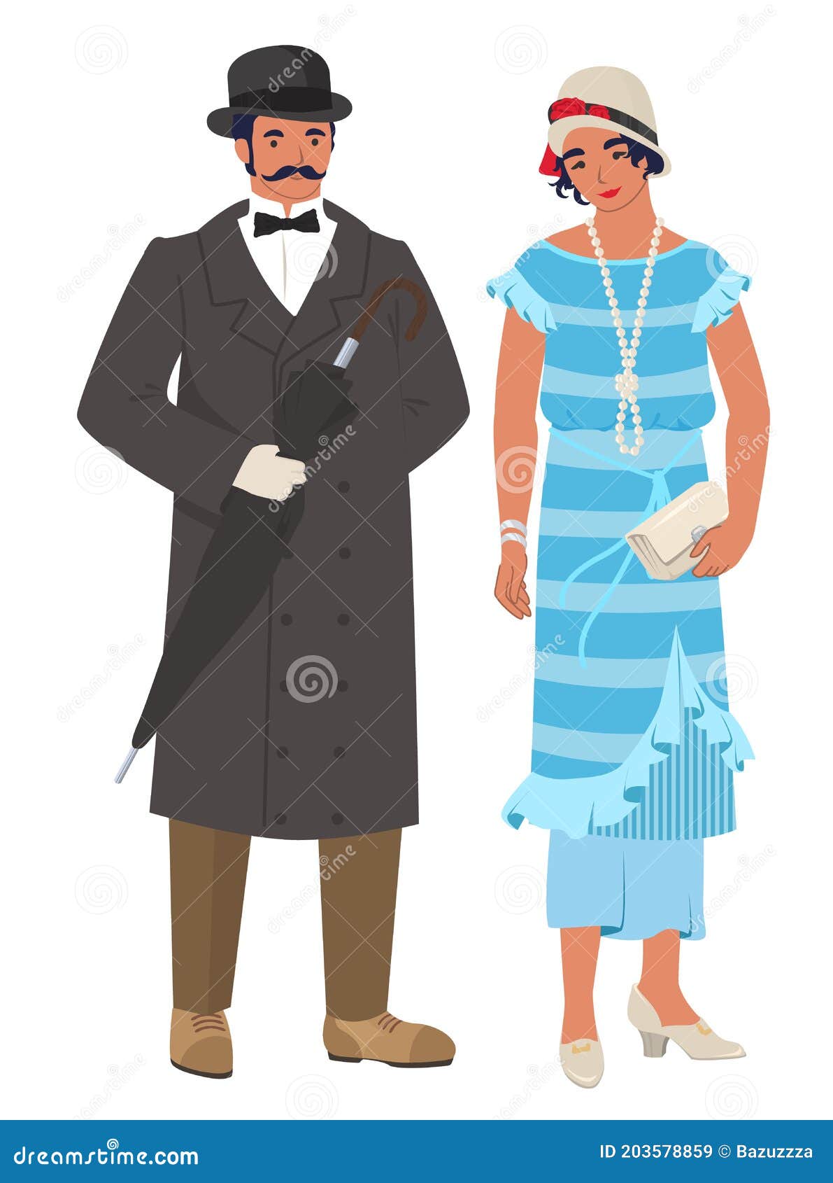 Ilustración Vectorial Plana De La Pareja Victoriana Lady Y Caballero. Hombre  Y Mujer Ingleses Con Ropa Elegante De época. Ilustración del Vector -  Ilustración de estilo, antigüedad: 203578859