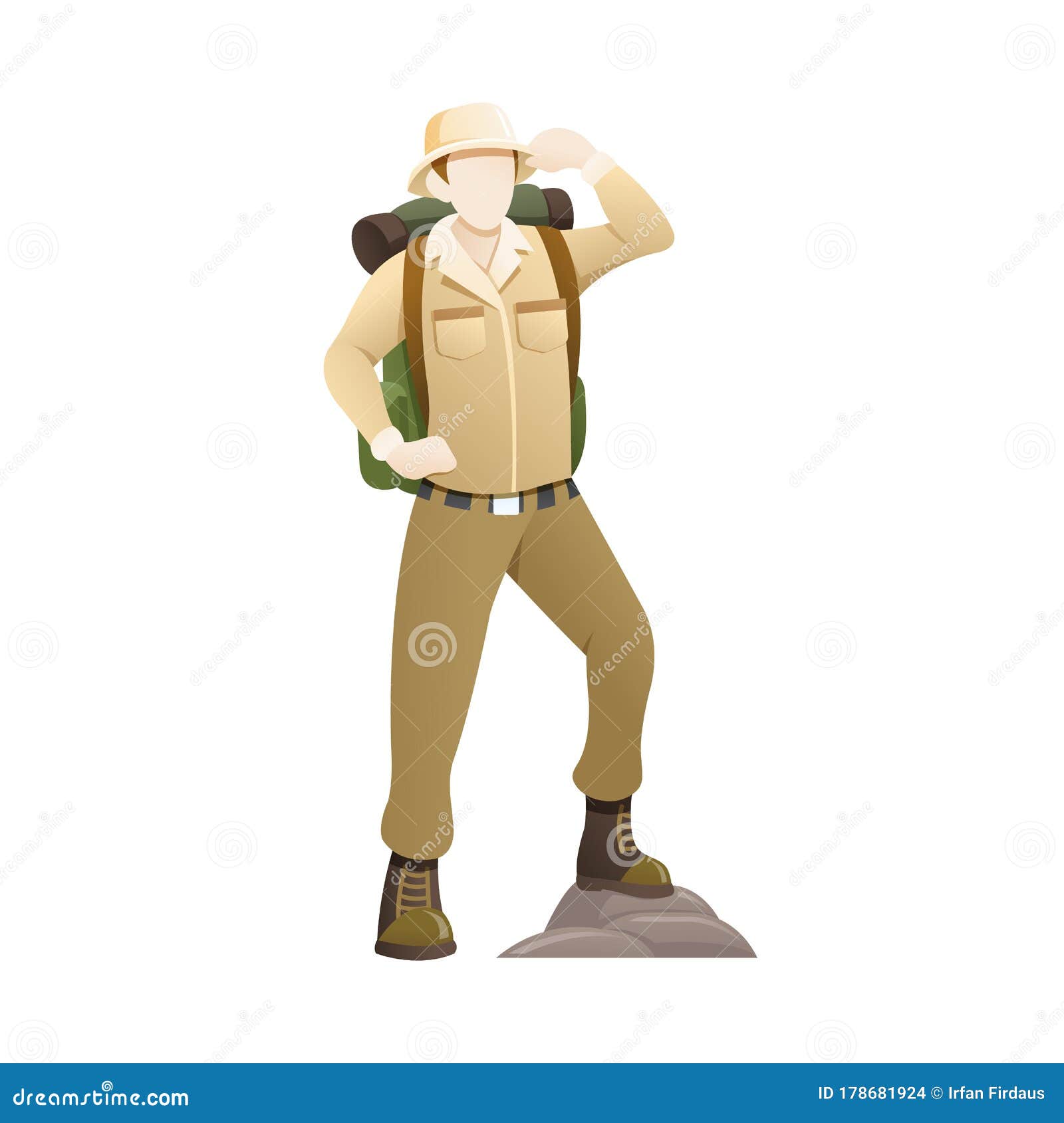 Niño explorador con sombrero de explorador y mochila al aire libre  explorador y aventura con binocular