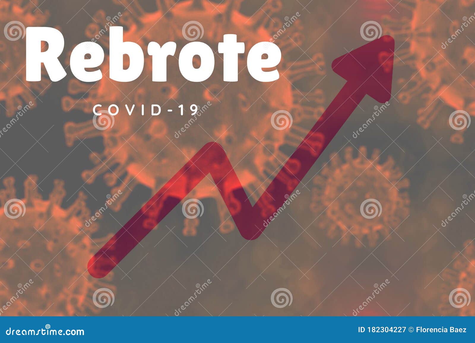 ilustraciÃÂ³n para mostrar un rebrote de covid-19. ilustraciÃÂ³n con una curva ascendente en un fondo de coronavirus con el texto de