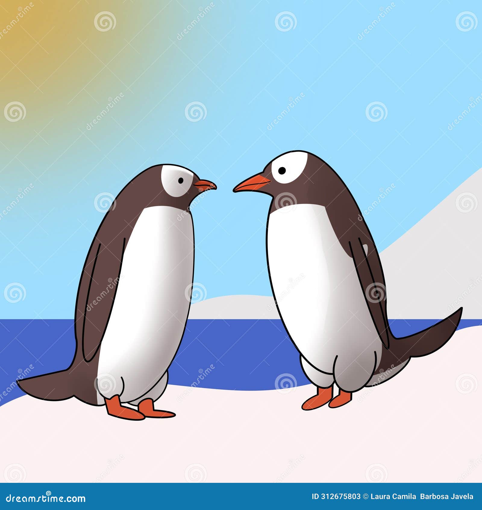  of penguins on melting glaciers