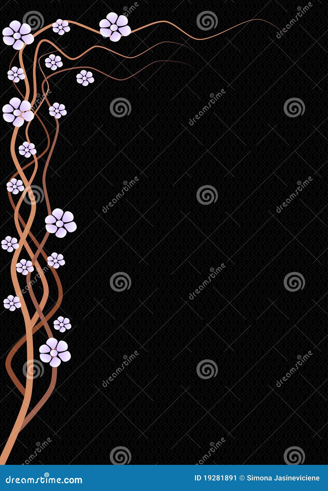 Ilustración con las flores en fondo negro